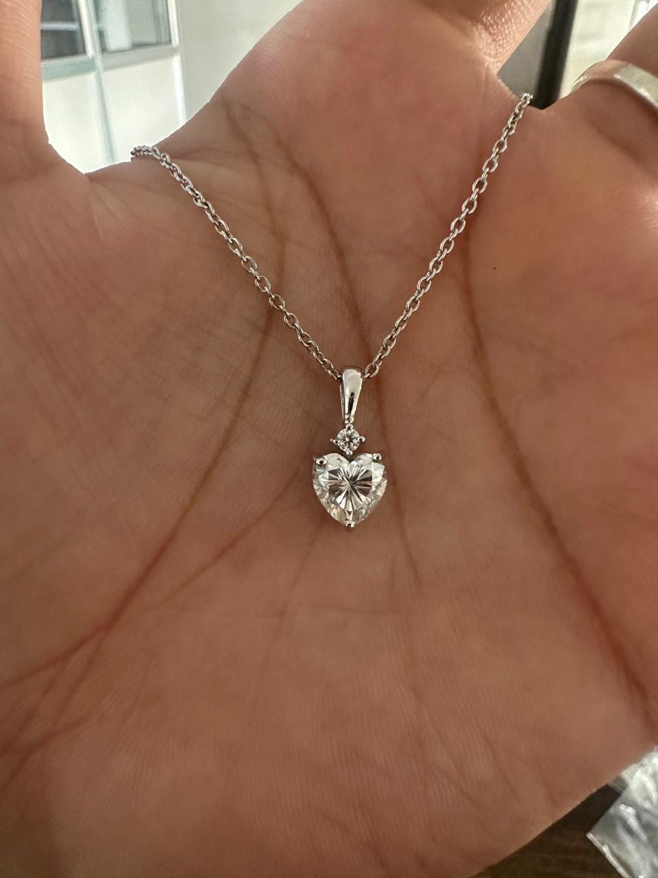 Heart Moissanite Pendant Necklace for women: 925 Sterling Silver, Love Jewelry, Solitaire Pendant
