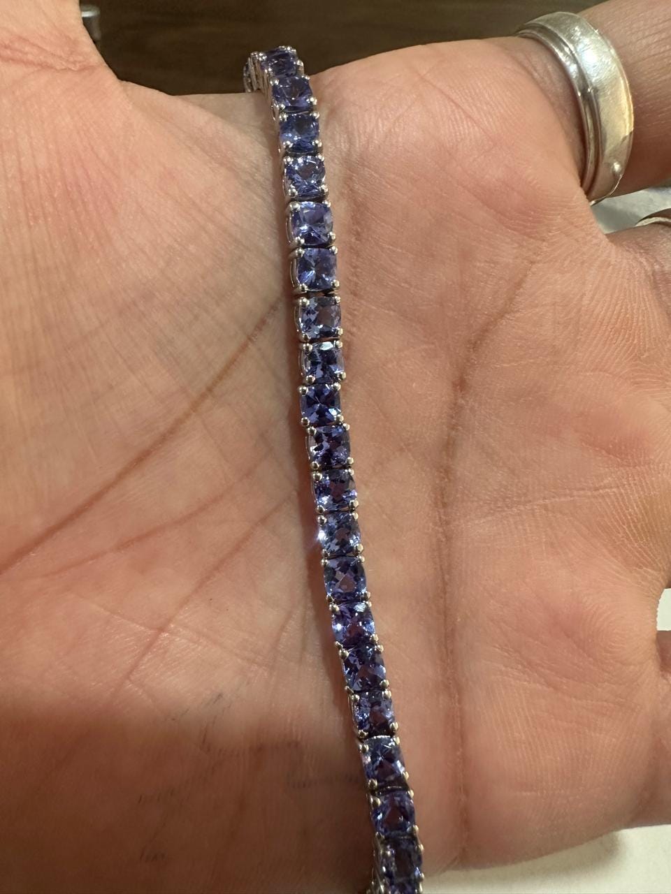 Tanzanite Bracelet for him – Cushion cut violet blue rare gemstone statement jewelry for gift