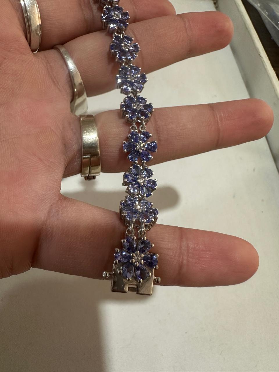 Natural Tanzanite Bracelet for Gift, 925 Sterling Silver, Unique Anniversary Jewelry for her