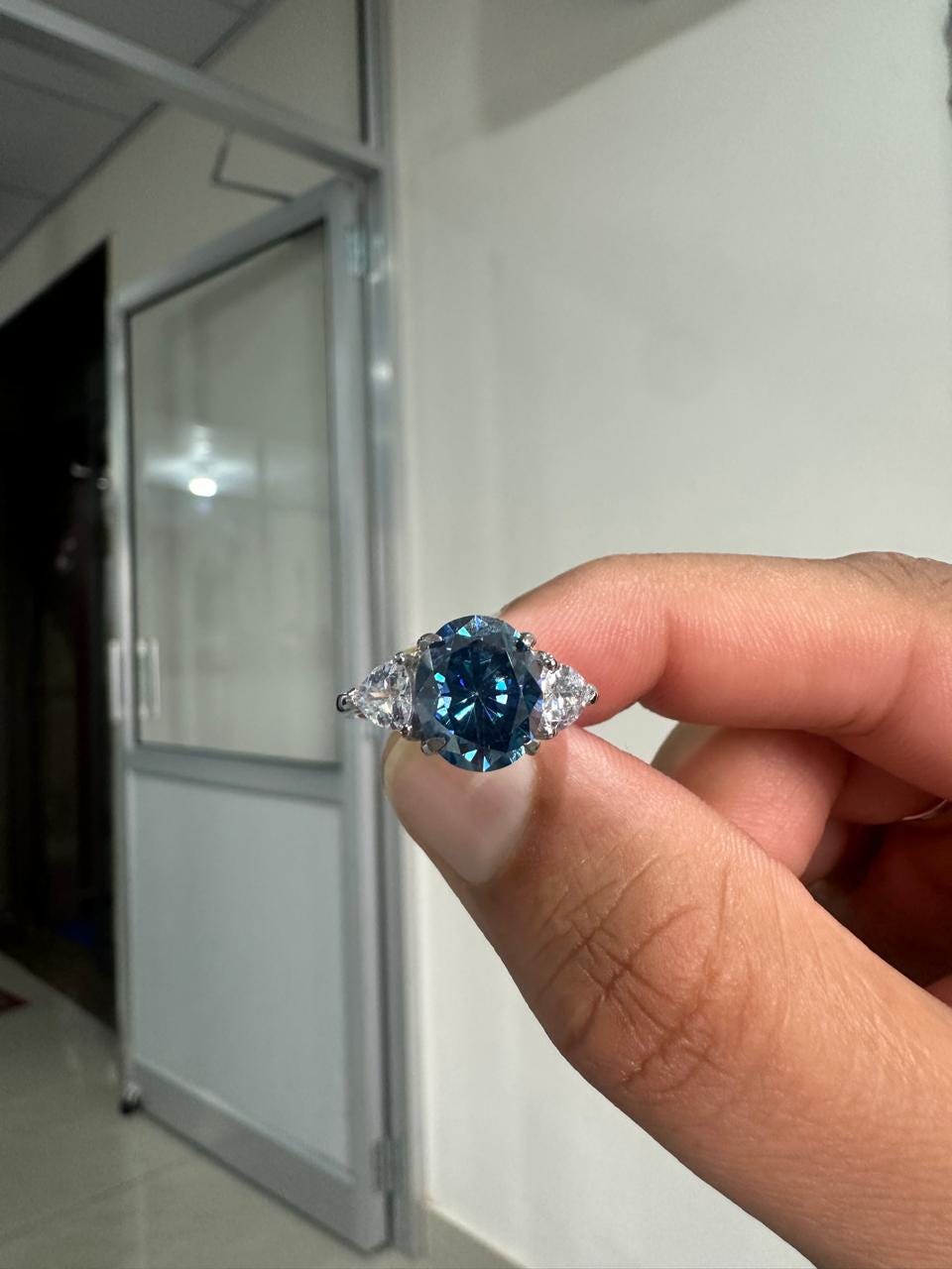 14K Gold Alexandrite Engagement Ring | 4 CT Moissanite Three Stone ring, Gift for her