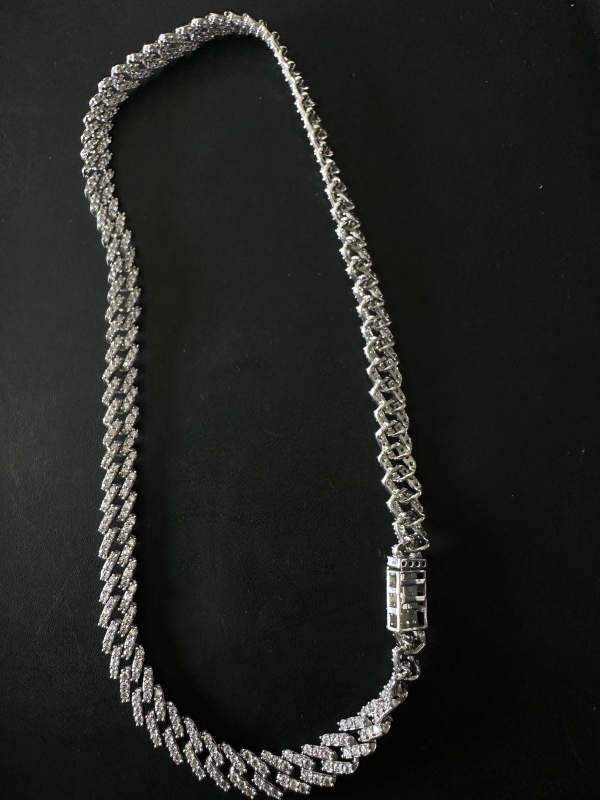 Moissanite Cuban Chain Necklace | Sterling Silver Iced Tennis Link Chain