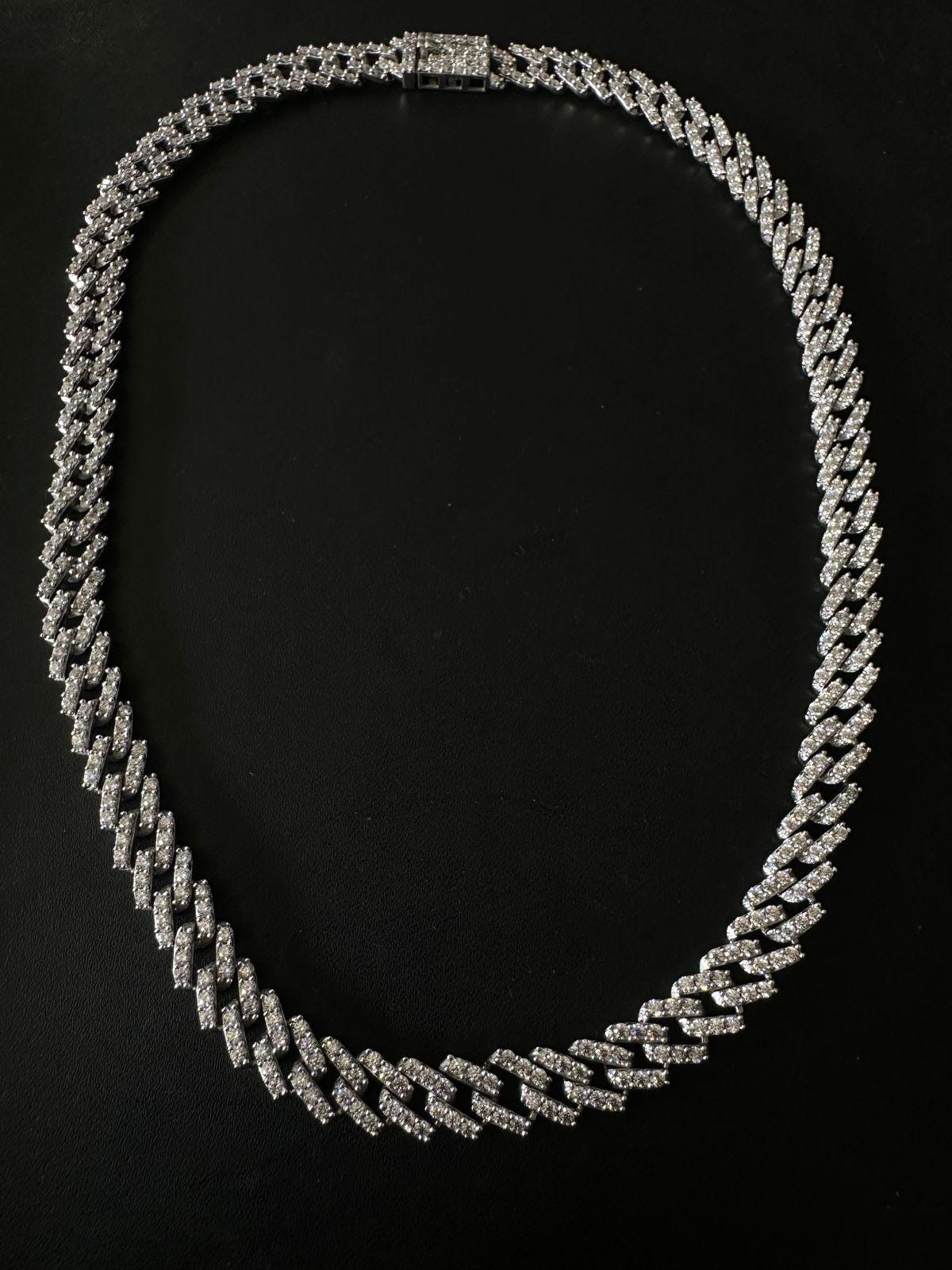 Moissanite Cuban Chain Necklace | Sterling Silver Iced Tennis Link Chain