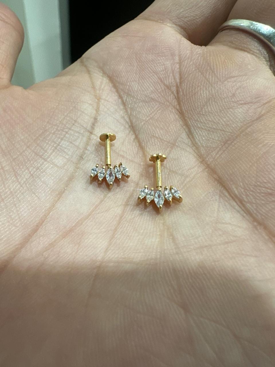 14K Gold Moissanite Stud Earrings | Unique Jewelry for Gift | Birthday Gift