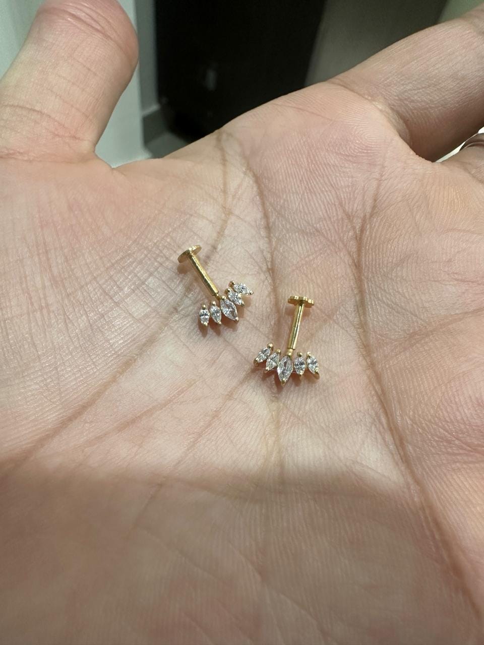 14K Gold Moissanite Stud Earrings | Unique Jewelry for Gift | Birthday Gift