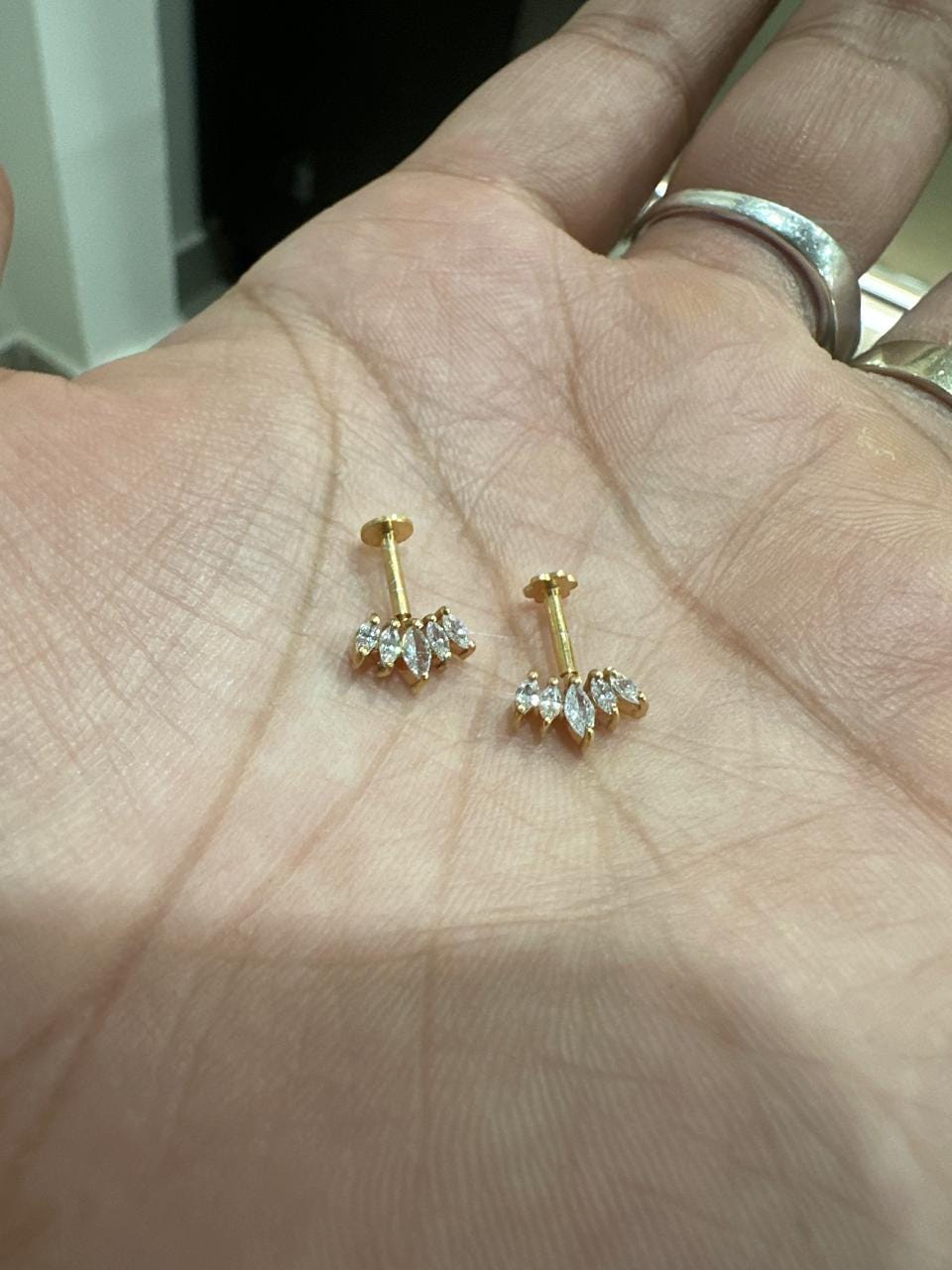14K Gold Moissanite Stud Earrings | Unique Jewelry for Gift | Birthday Gift