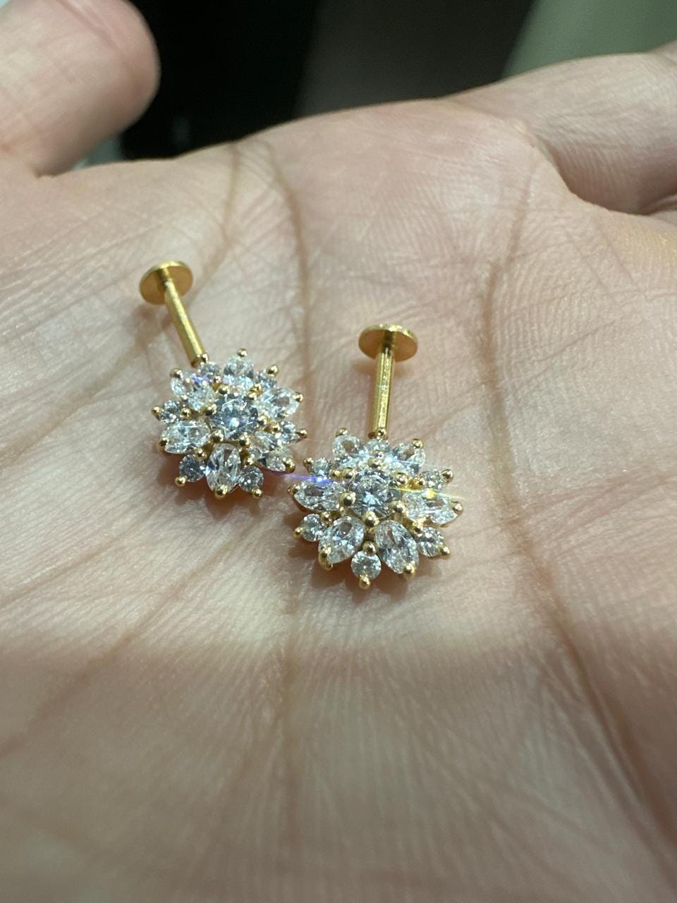 14K Gold Moissanite Earrings | South Screw Lock | Unique Jewelry for Gift