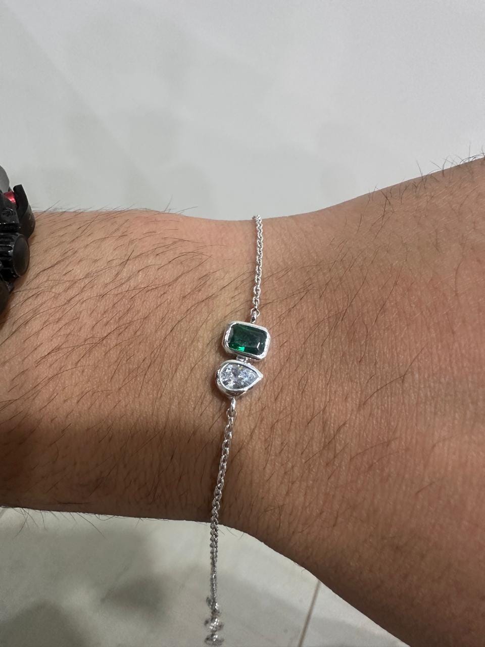 Emerald Moissanite 925 Sterling Silver Chain Bracelet | Unique Birthday Gift