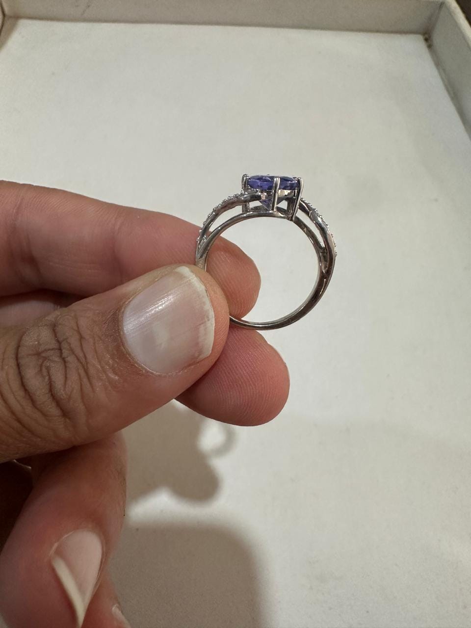 3 CT Natural Oval Tanzanite Engagement Ring, 14K White Gold, December Birthstone, Twisted Band
