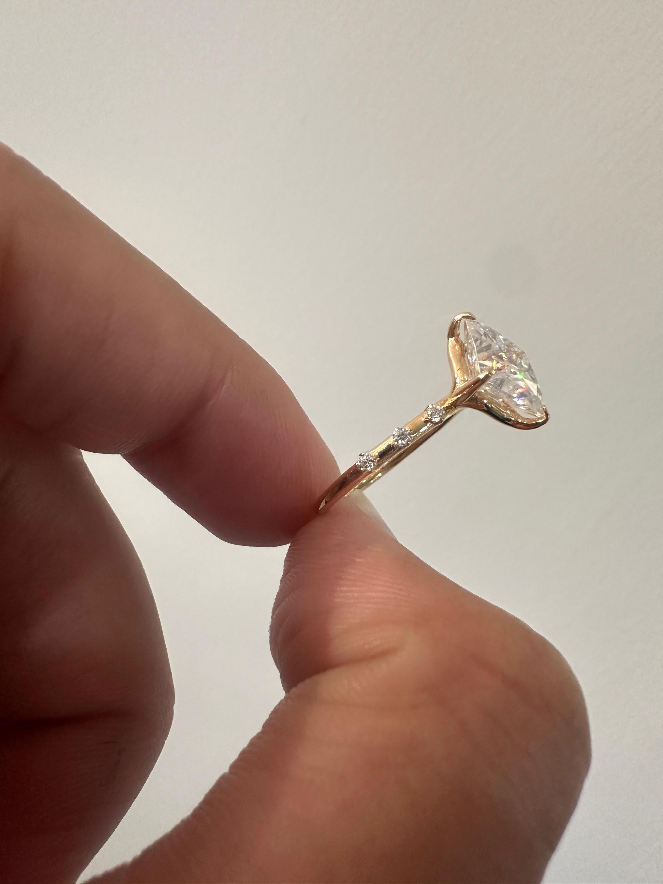 Princess Cut Moissanite Engagement Ring, 14K Yellow Gold, Antique Vintage Inspired Solitaire