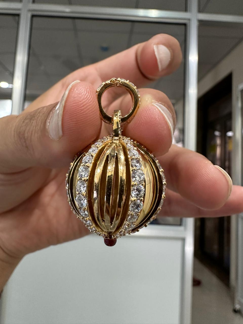 6CT Moissanite Sphere Pendant | 14K Gold Vermeil Hip Hop Jewelry