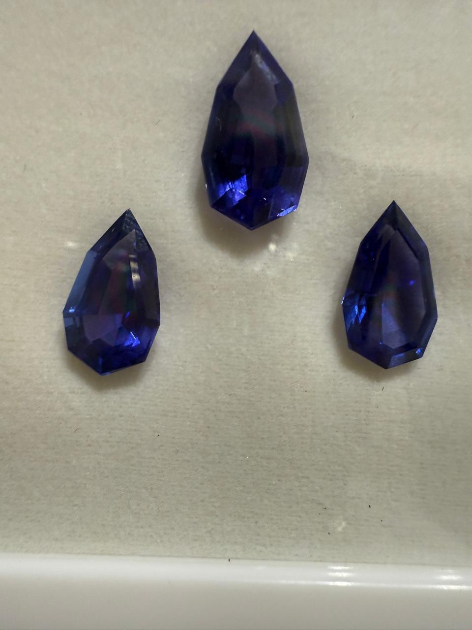 Custom Cut Rare Tanzanite Gemstone Set | IGI Certified Loose Trio | 15 CT Natural Tanzanite