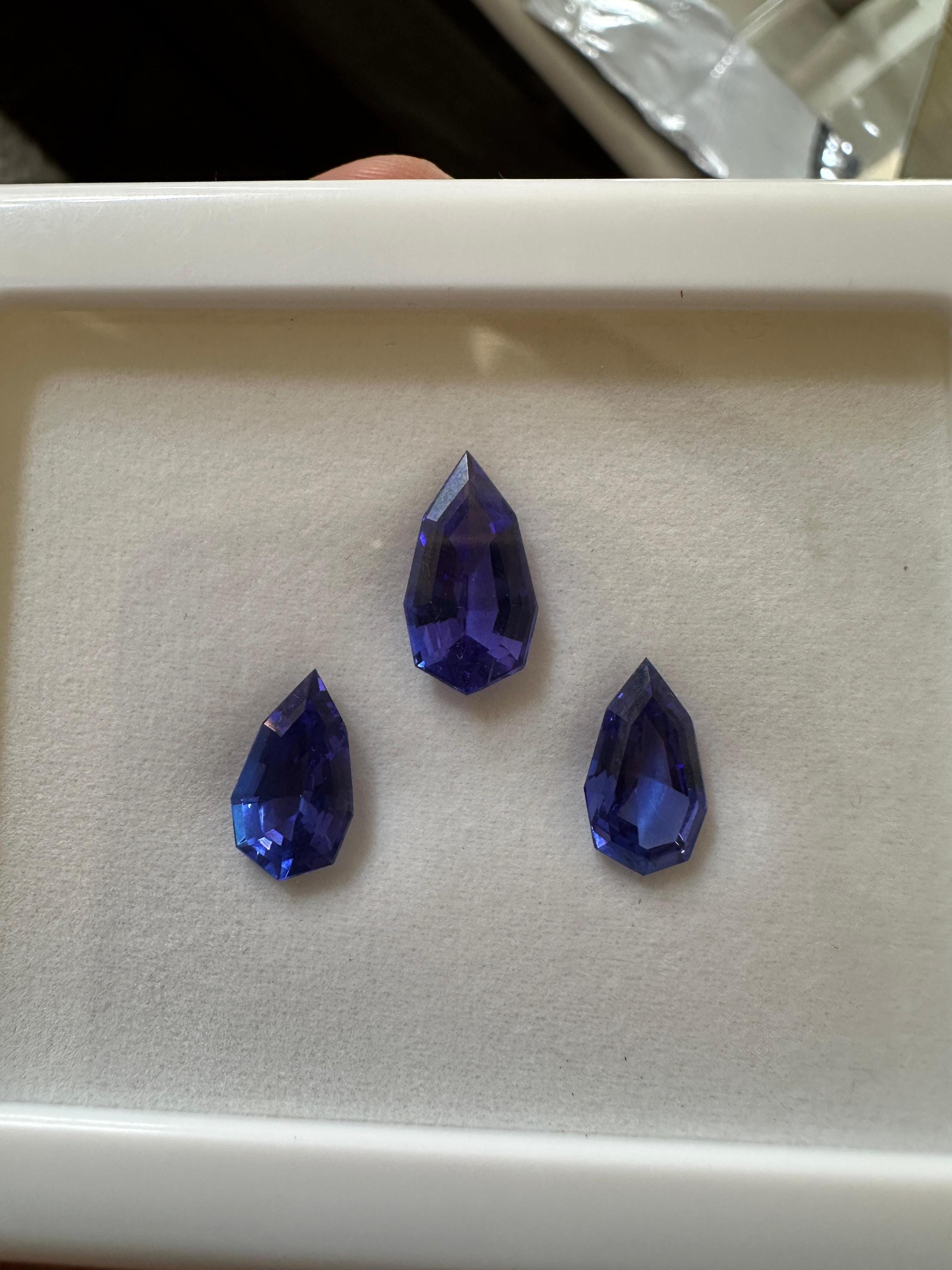 Custom Cut Rare Tanzanite Gemstone Set | IGI Certified Loose Trio | 15 CT Natural Tanzanite