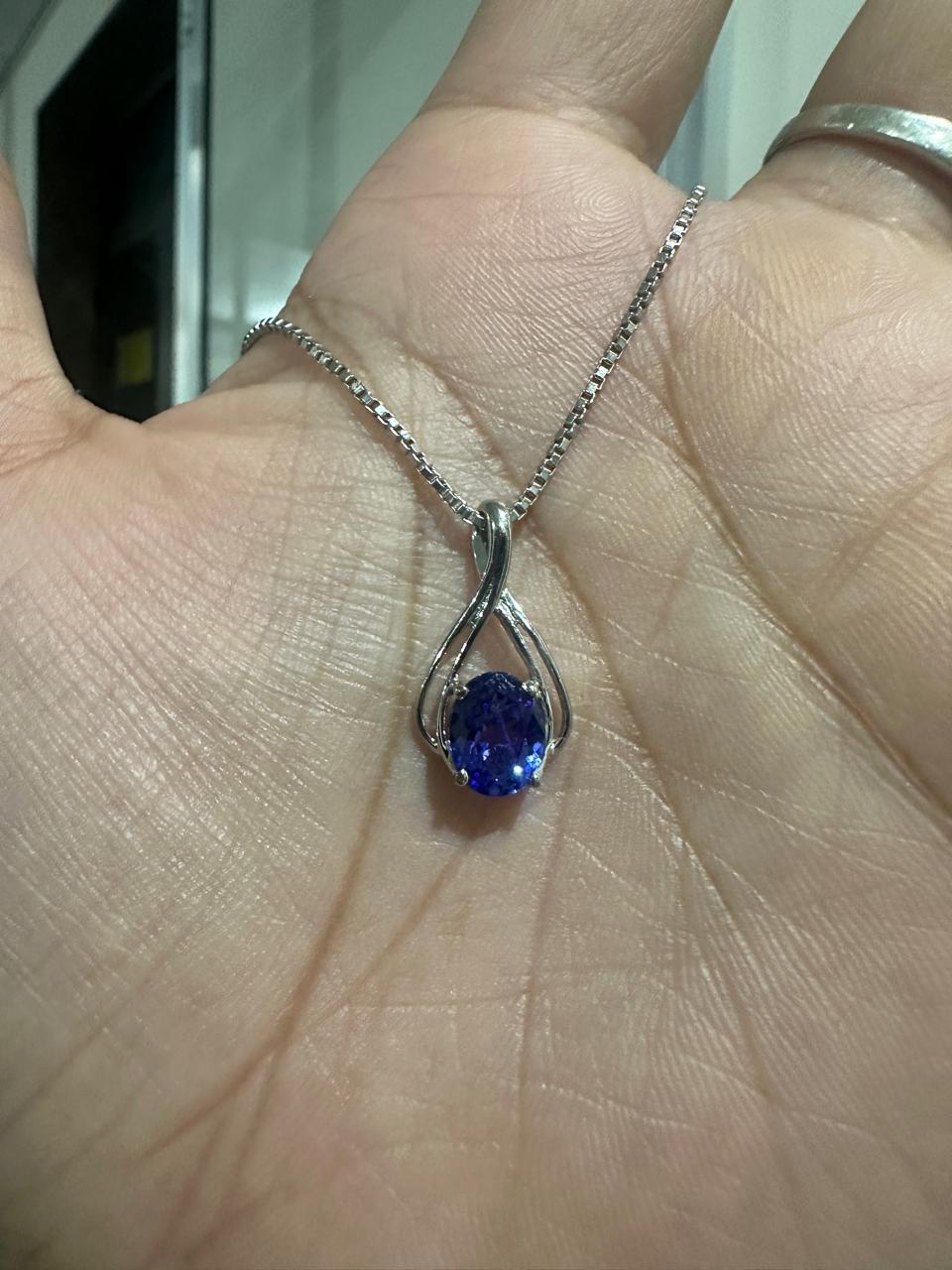 2 Ct Purple Tanzanite Pendant Necklace | 14K White Gold Luxury Jewelry for Gift