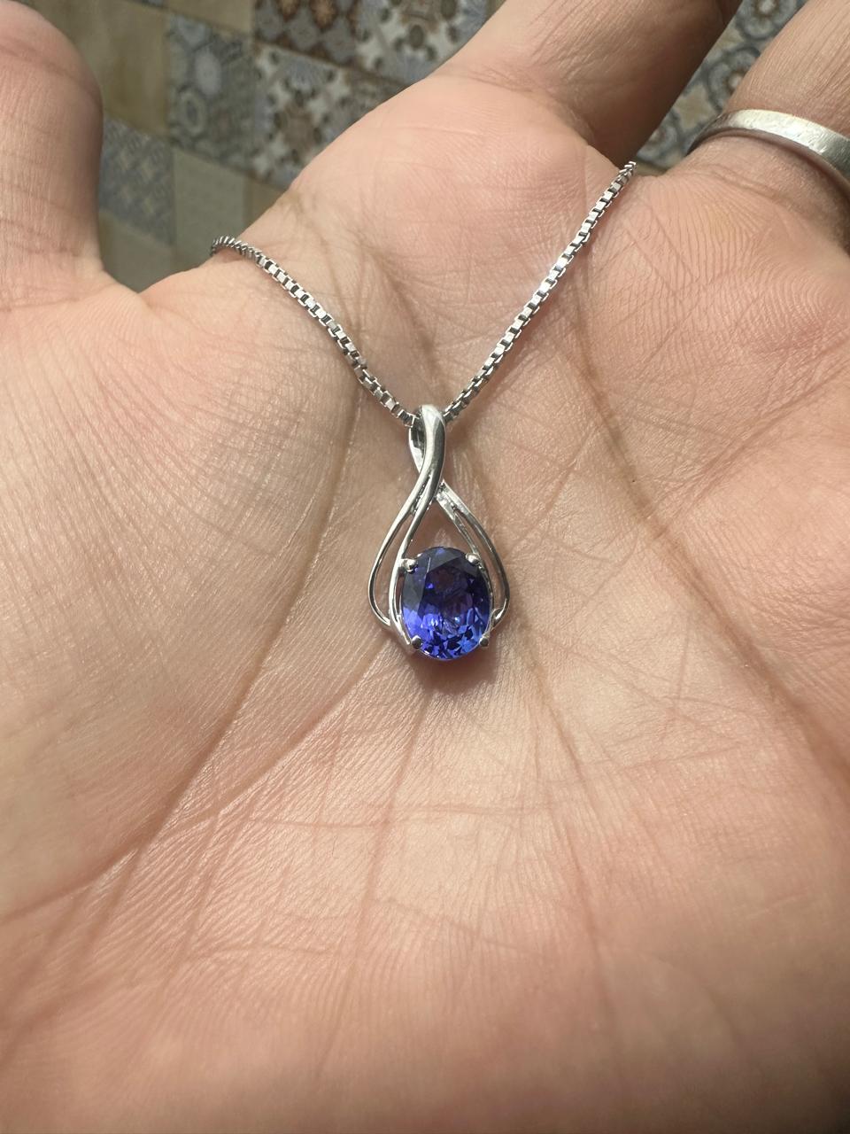 14k Gold Tanzanite Infinity Pendant | 2 CT Rare Blue Gemstone Necklace for her
