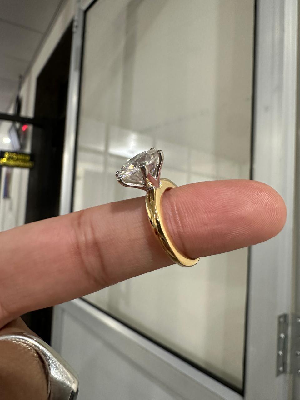 Unique 5 Ct Moissanite Engagement Ring | 14K Yellow Gold Solitaire Ring for her