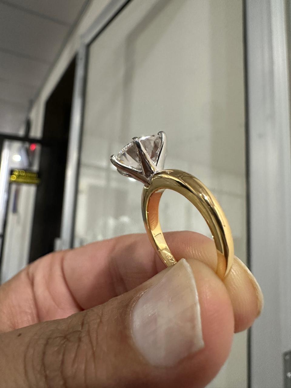 Unique 5 Ct Moissanite Engagement Ring | 14K Yellow Gold Solitaire Ring for her