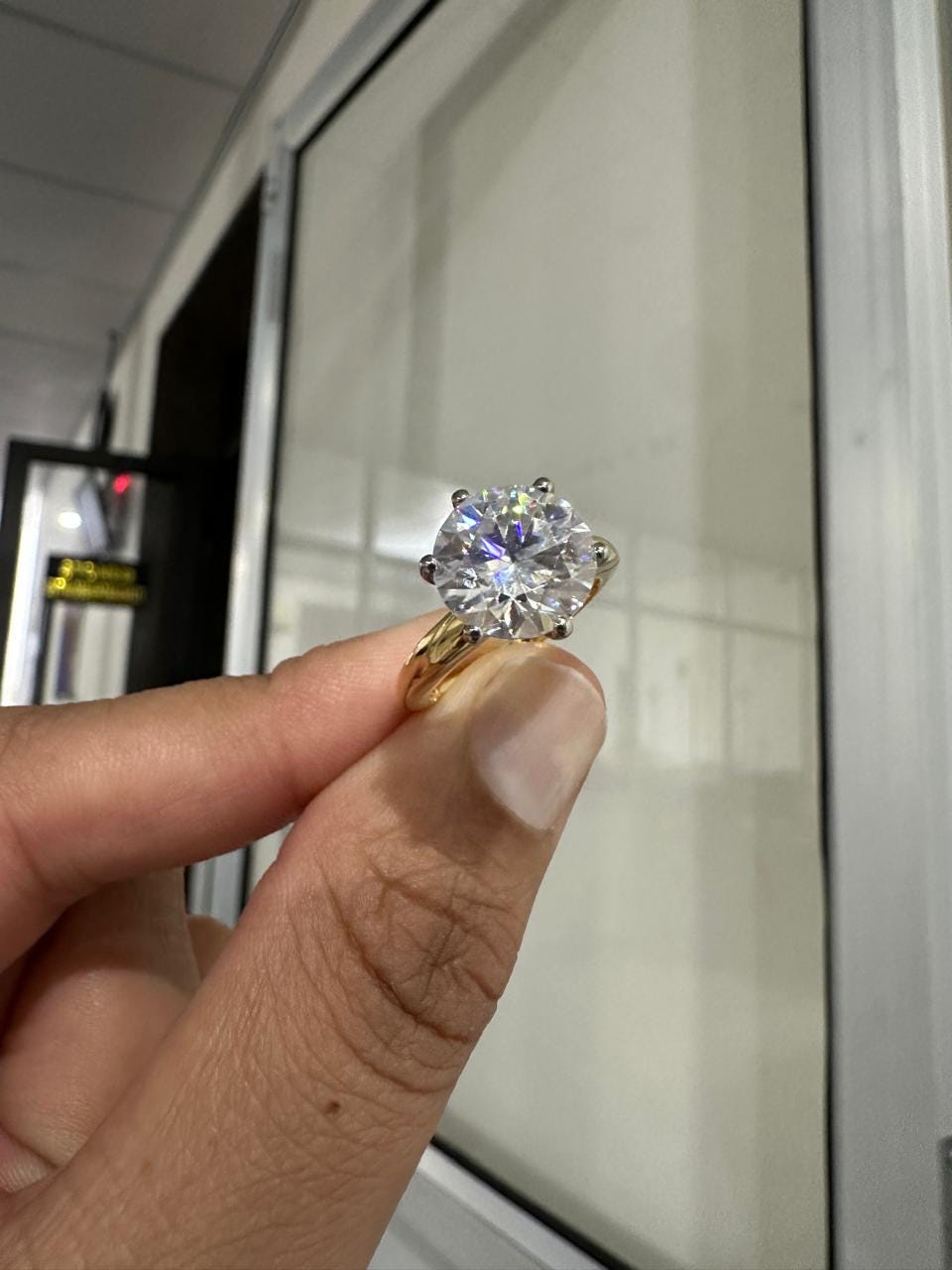 Unique 5 Ct Moissanite Engagement Ring | 14K Yellow Gold Solitaire Ring for her
