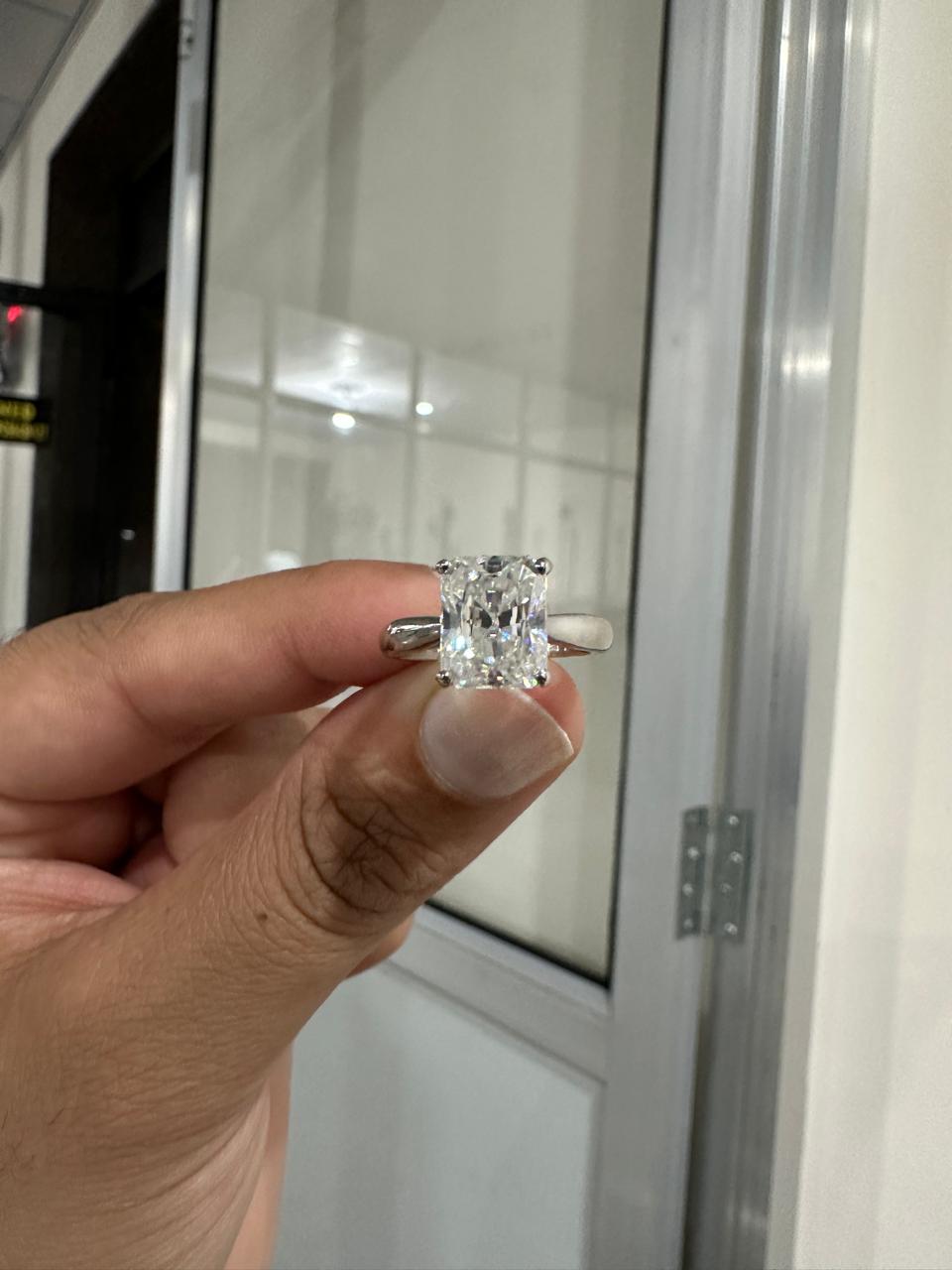 3 CT Radiant cut Moissanite Engagement Ring 14k White Gold Luxury Gift for her