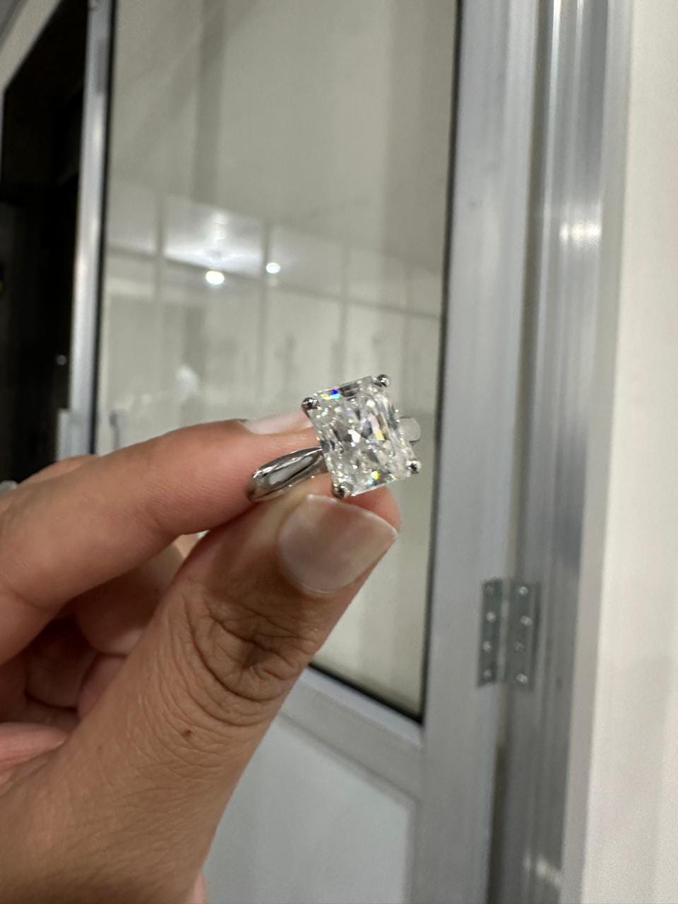 3 CT Radiant cut Moissanite Engagement Ring 14k White Gold Luxury Gift for her