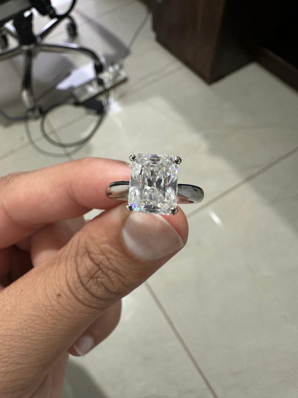 3 CT Radiant cut Moissanite Engagement Ring 14k White Gold Luxury Gift for her