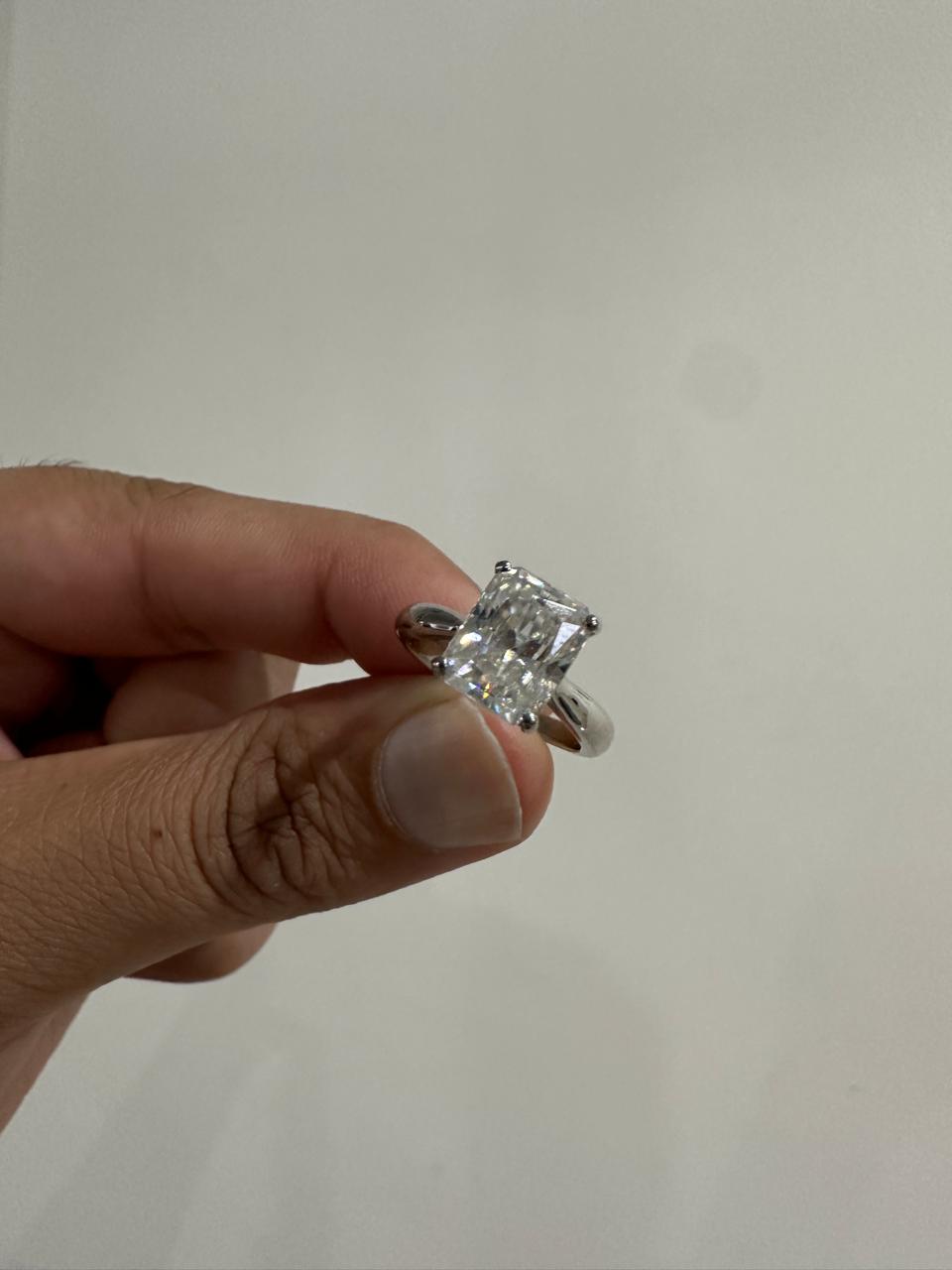 3 CT Radiant cut Moissanite Engagement Ring 14k White Gold Luxury Gift for her