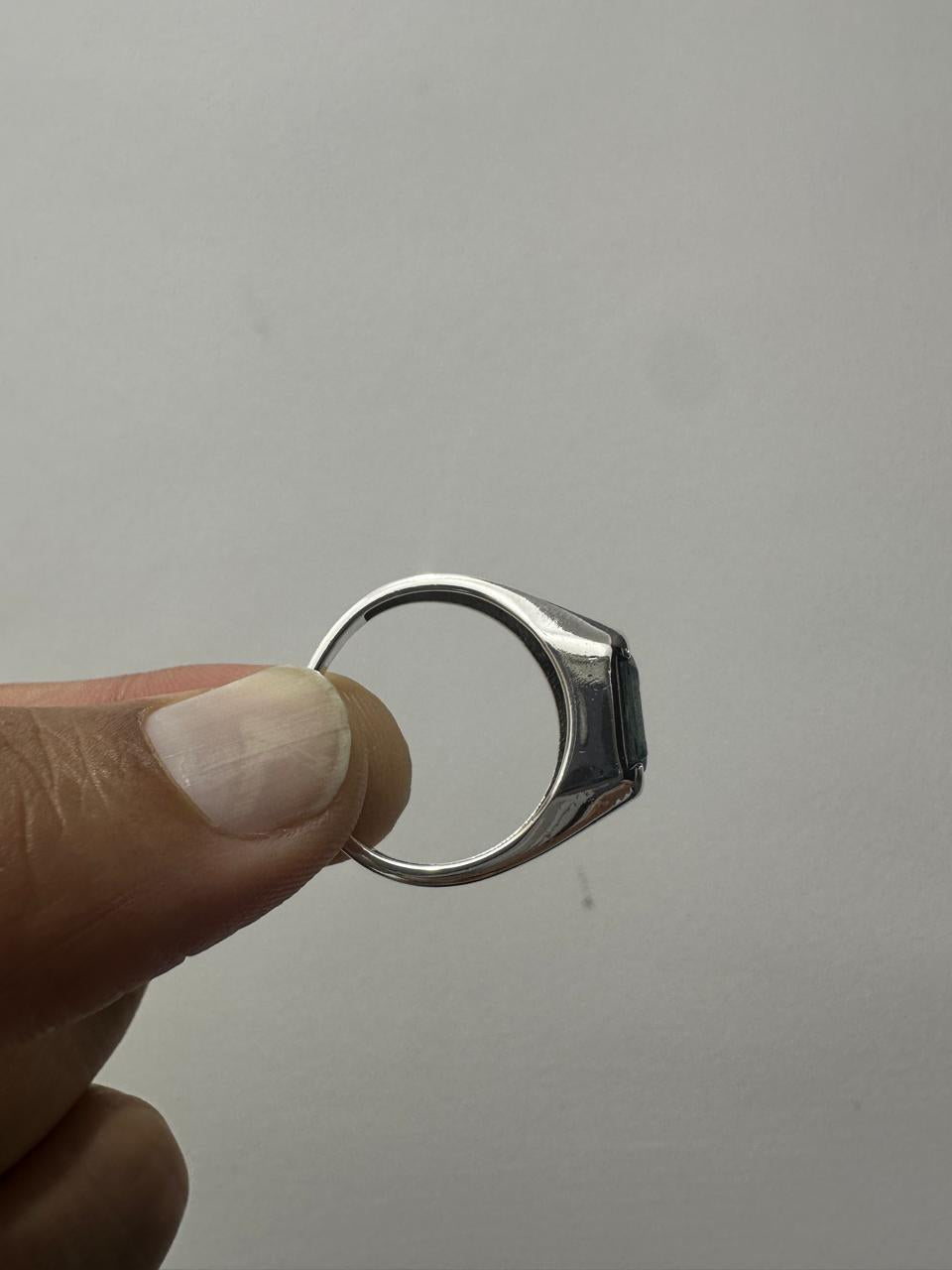 Men's Alexandrite Ring | 14K White Gold Half Bezel Statement Ring