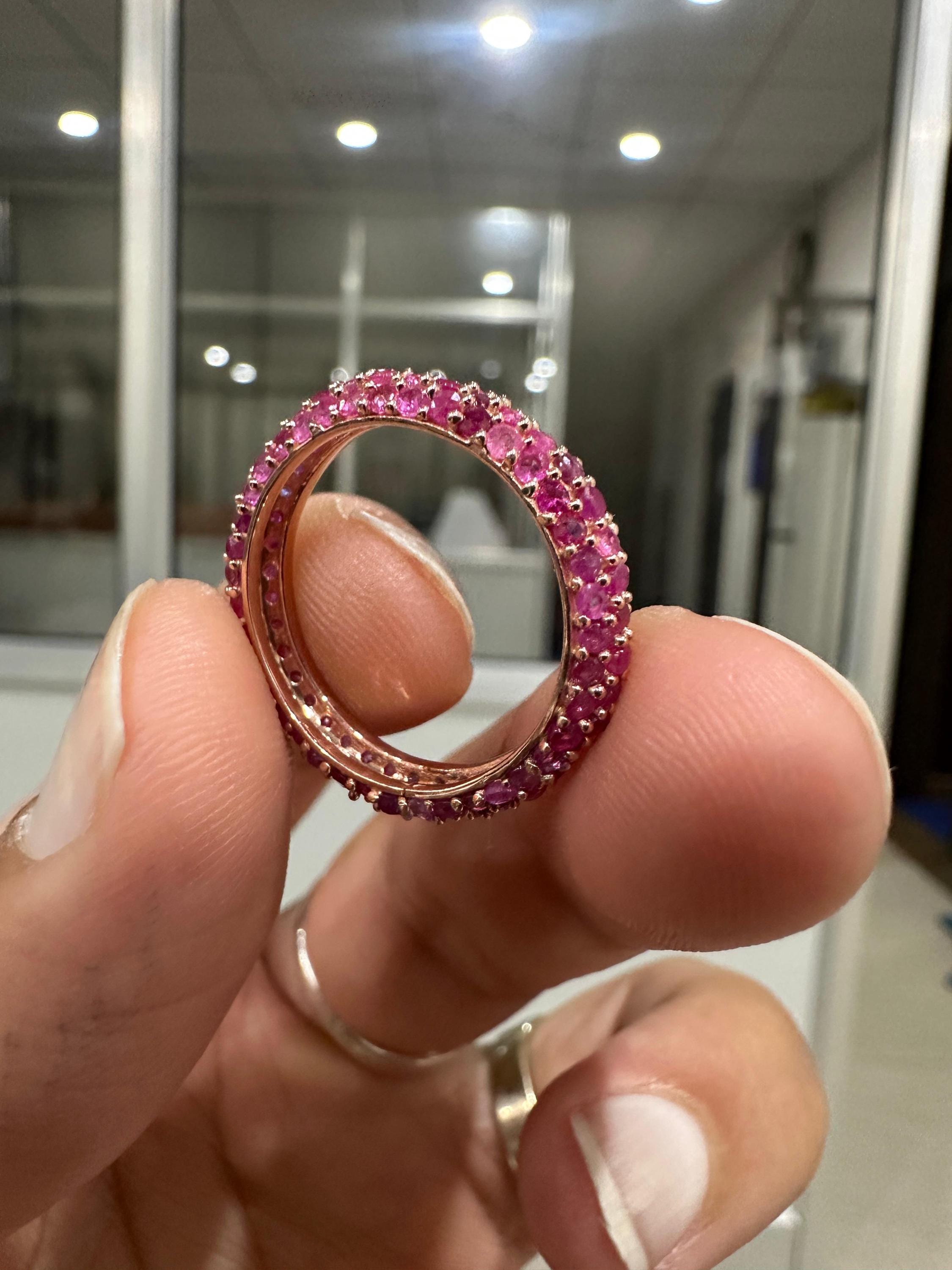 Natural Ruby 14K Gold Eternity Band | July Birthstone Ring