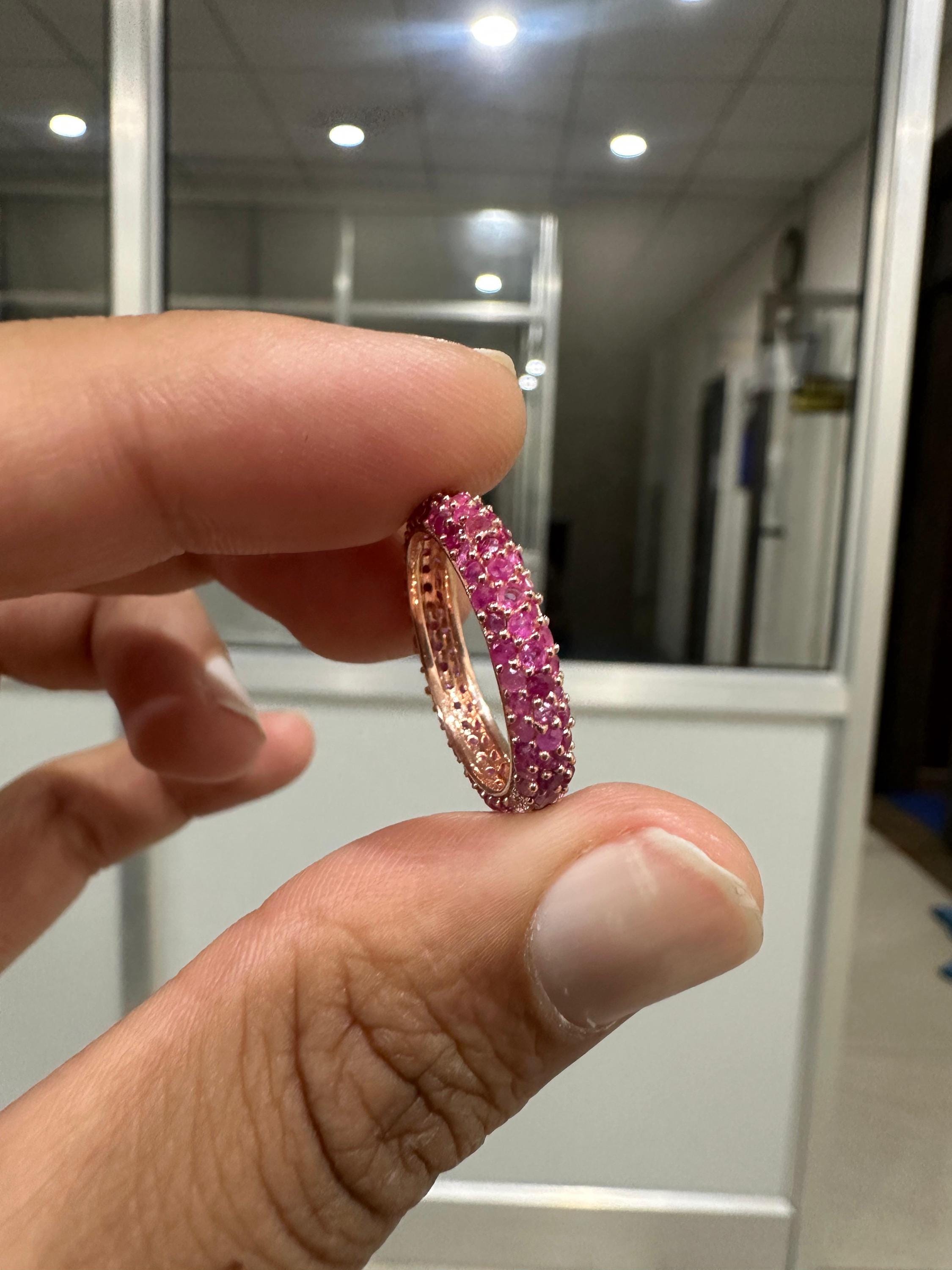 Natural Ruby 14K Gold Eternity Band | July Birthstone Ring