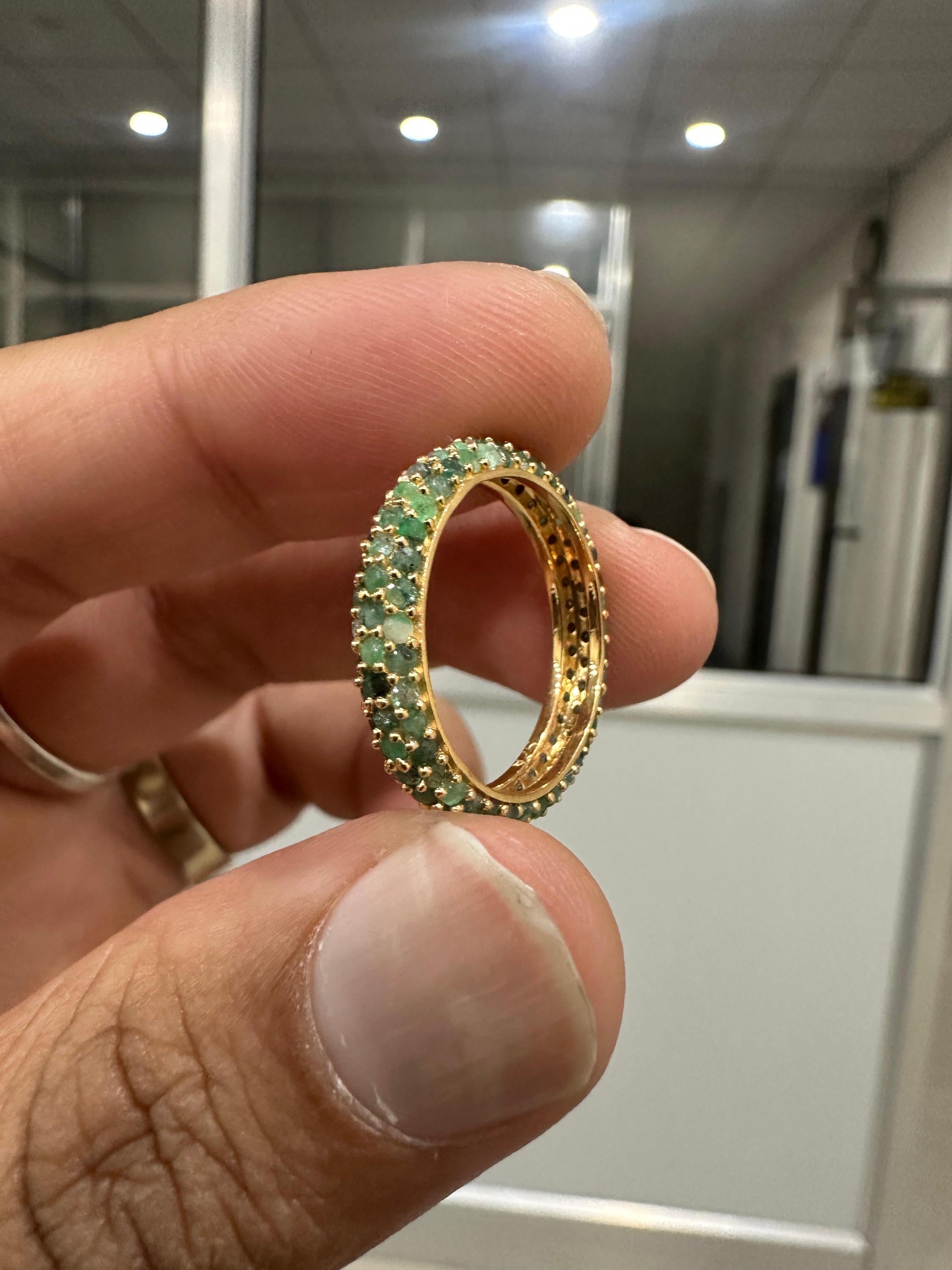 Natural Emerald Eternity Band | 14K Gold Ring, May Birthstone