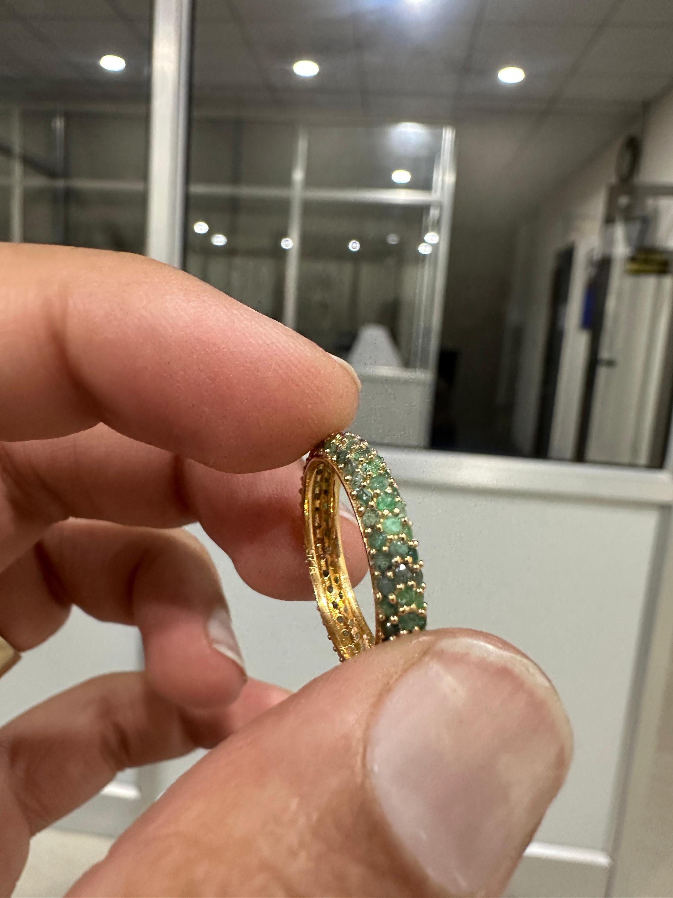 Natural Emerald Eternity Band | 14K Gold Ring, May Birthstone