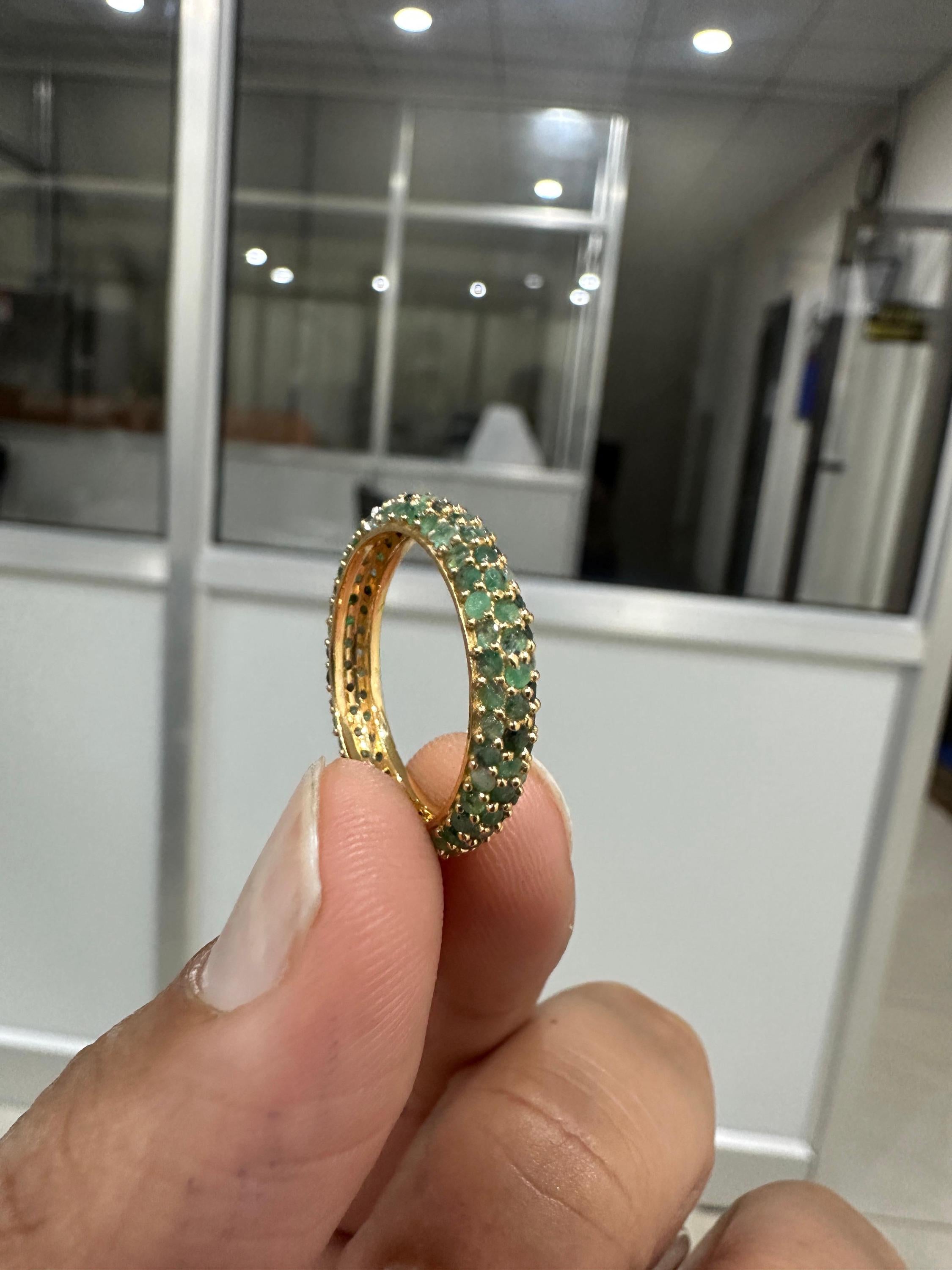Natural Emerald Eternity Band | 14K Gold Ring, May Birthstone