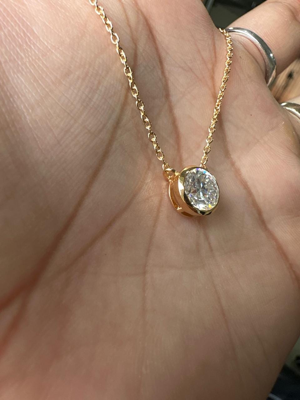 2Ct Moissanite Solitaire Pendant | 14k Gold Vermeil Necklace for women | Anniversary Gift