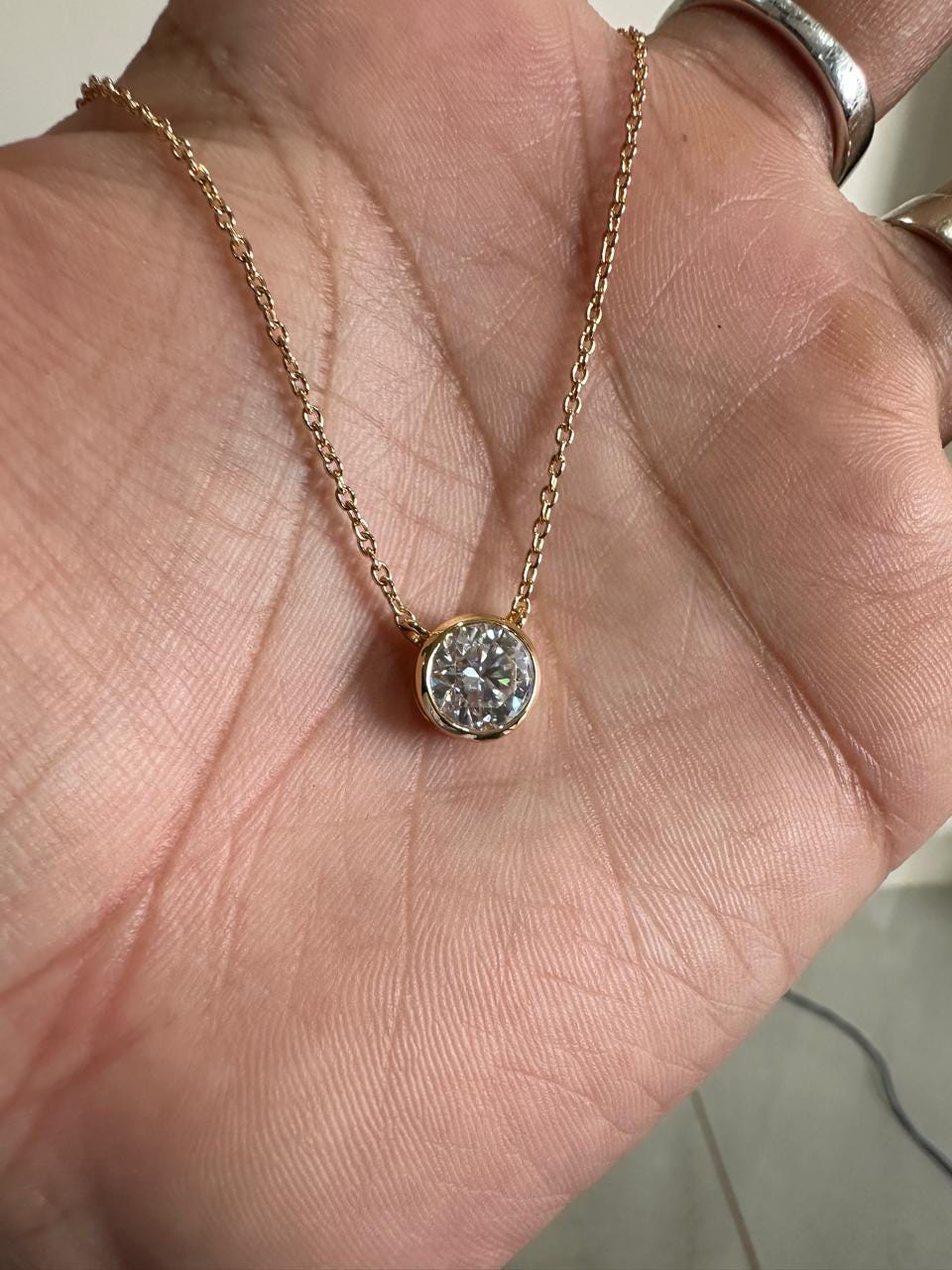 2Ct Moissanite Solitaire Pendant | 14k Gold Vermeil Necklace for women | Anniversary Gift