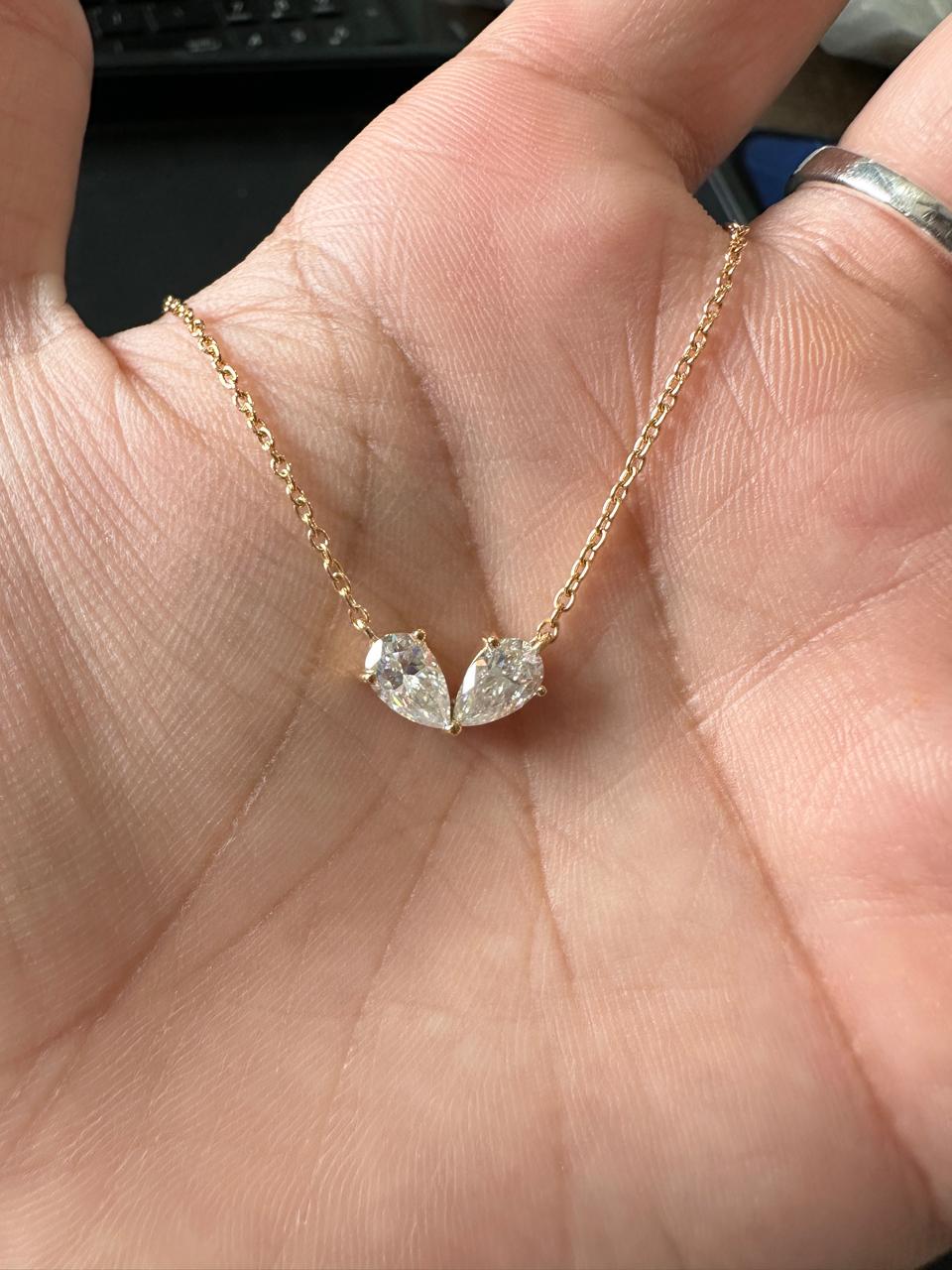 Romantic Pear Moissanite Pendant Necklace | 18k Gold Vermeil, 2 Carat Sparkle