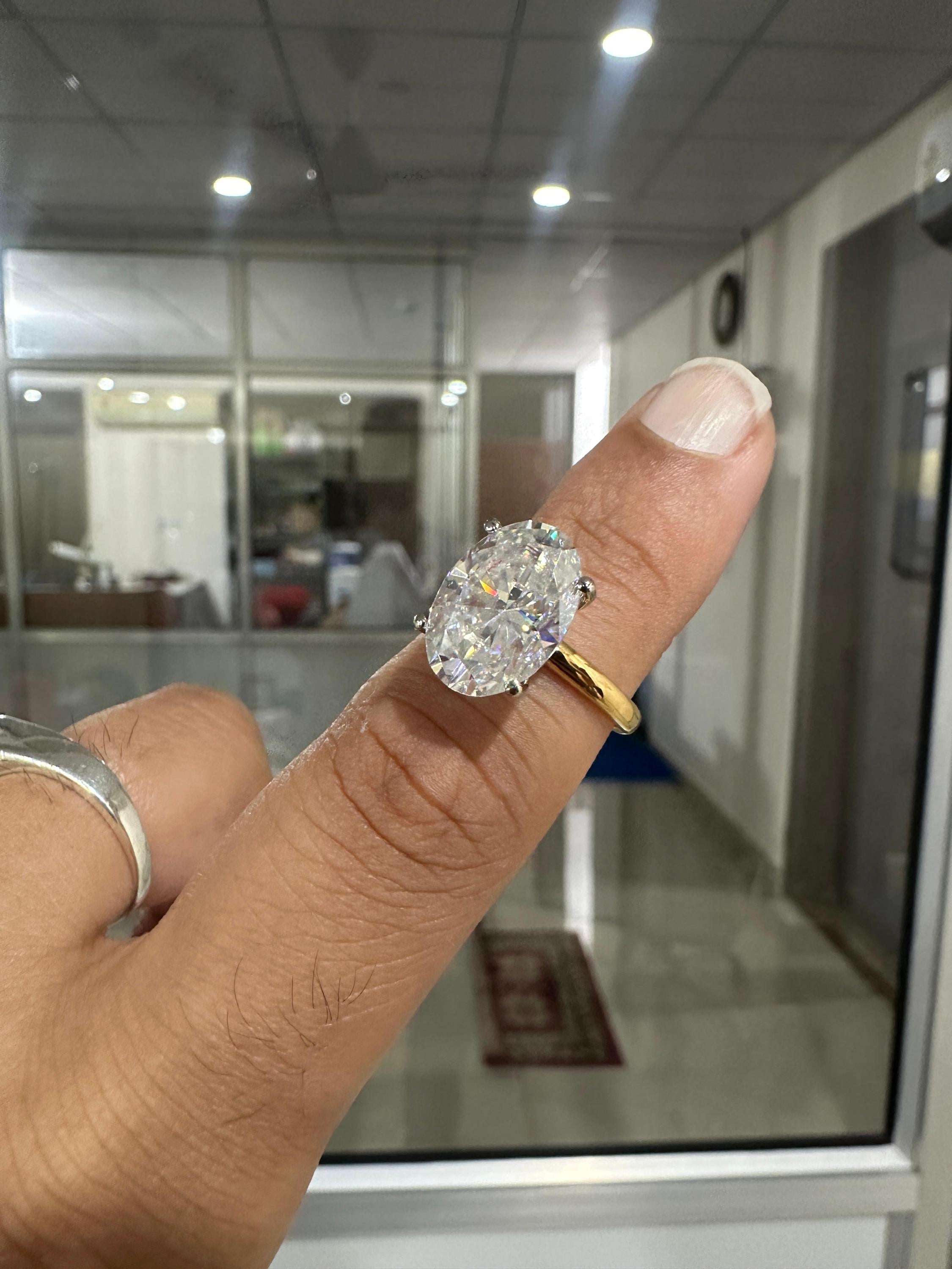 6CT Oval Moissanite Engagement Ring | 14K Yellow Gold | Classic Solitaire Ring