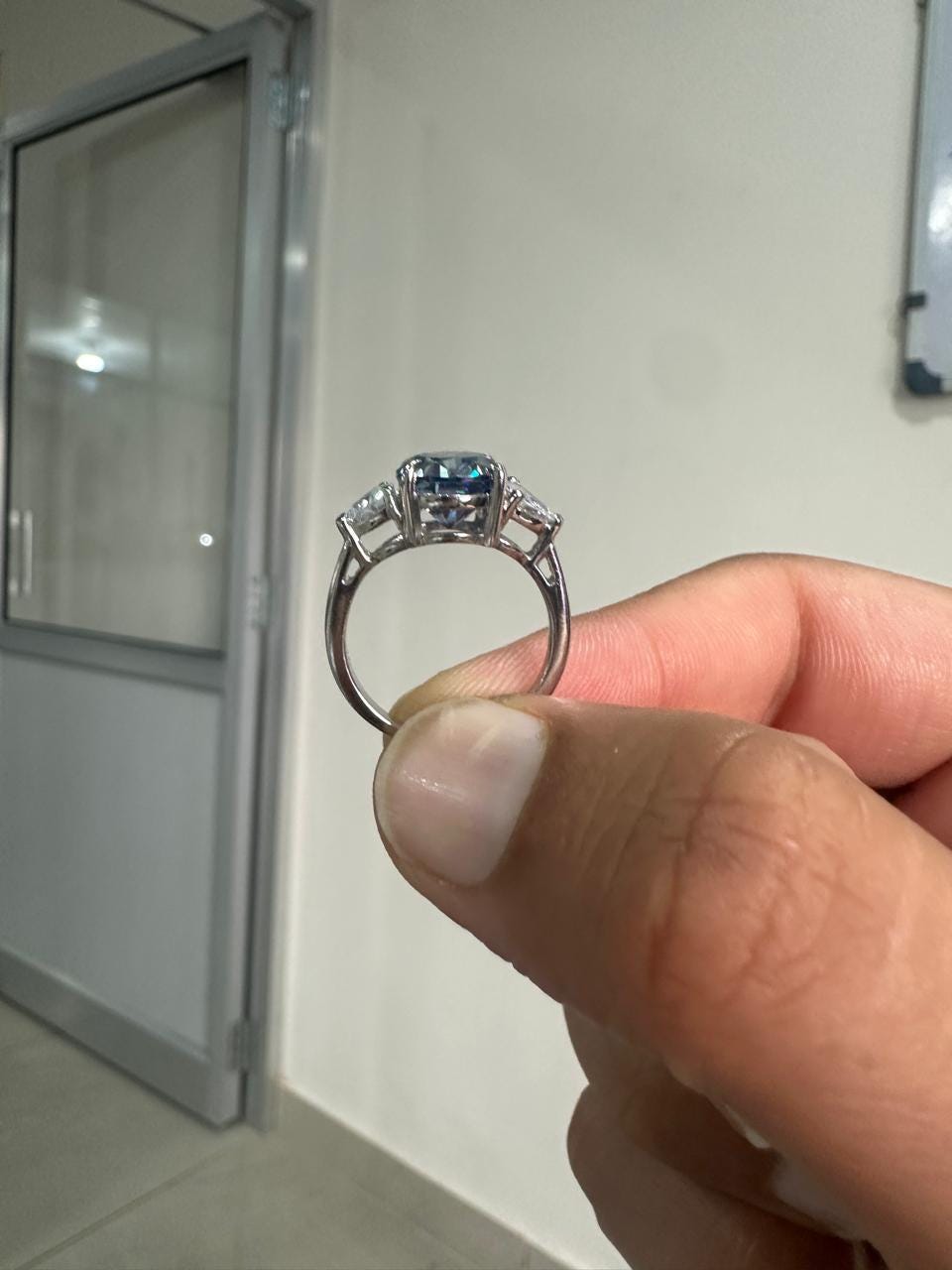 14K Gold Alexandrite Engagement Ring | 4 CT Moissanite Three Stone ring, Gift for her