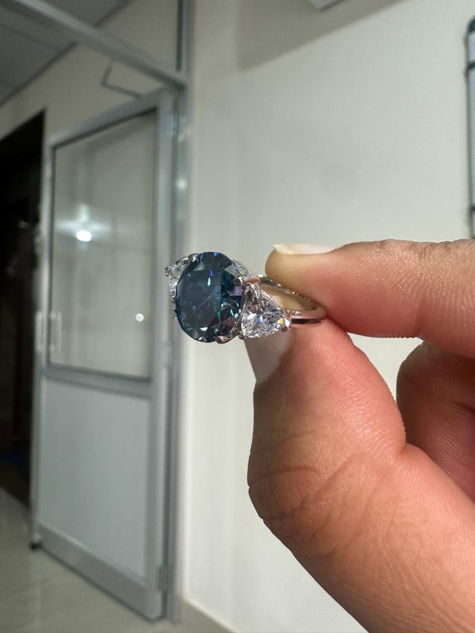 14K Gold Alexandrite Engagement Ring | 4 CT Moissanite Three Stone ring, Gift for her