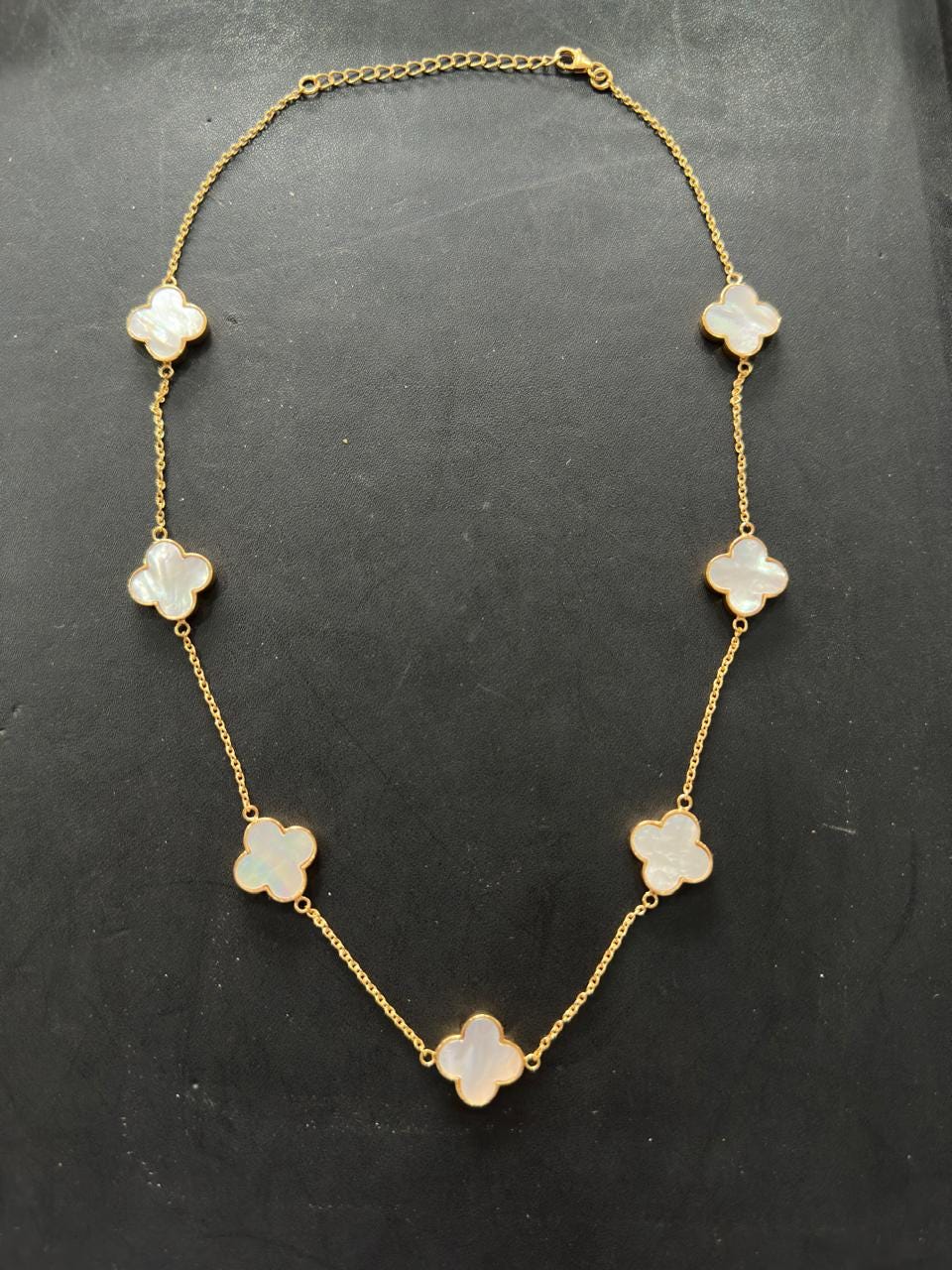 14k Gold Vermeil White Clover Necklace - Minimalist Everyday Necklace