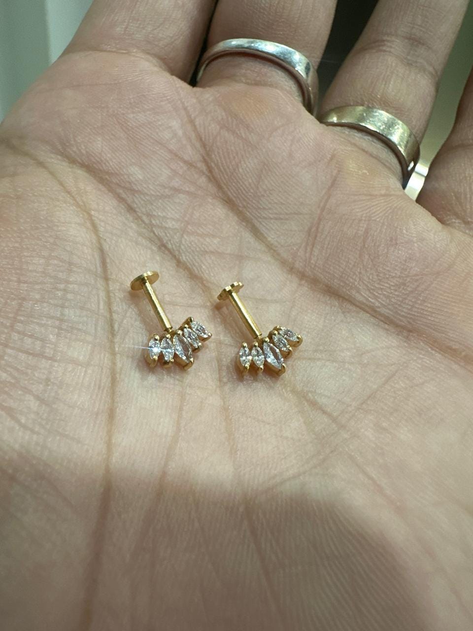 14K Gold Moissanite Stud Earrings | Unique Jewelry for Gift | Birthday Gift