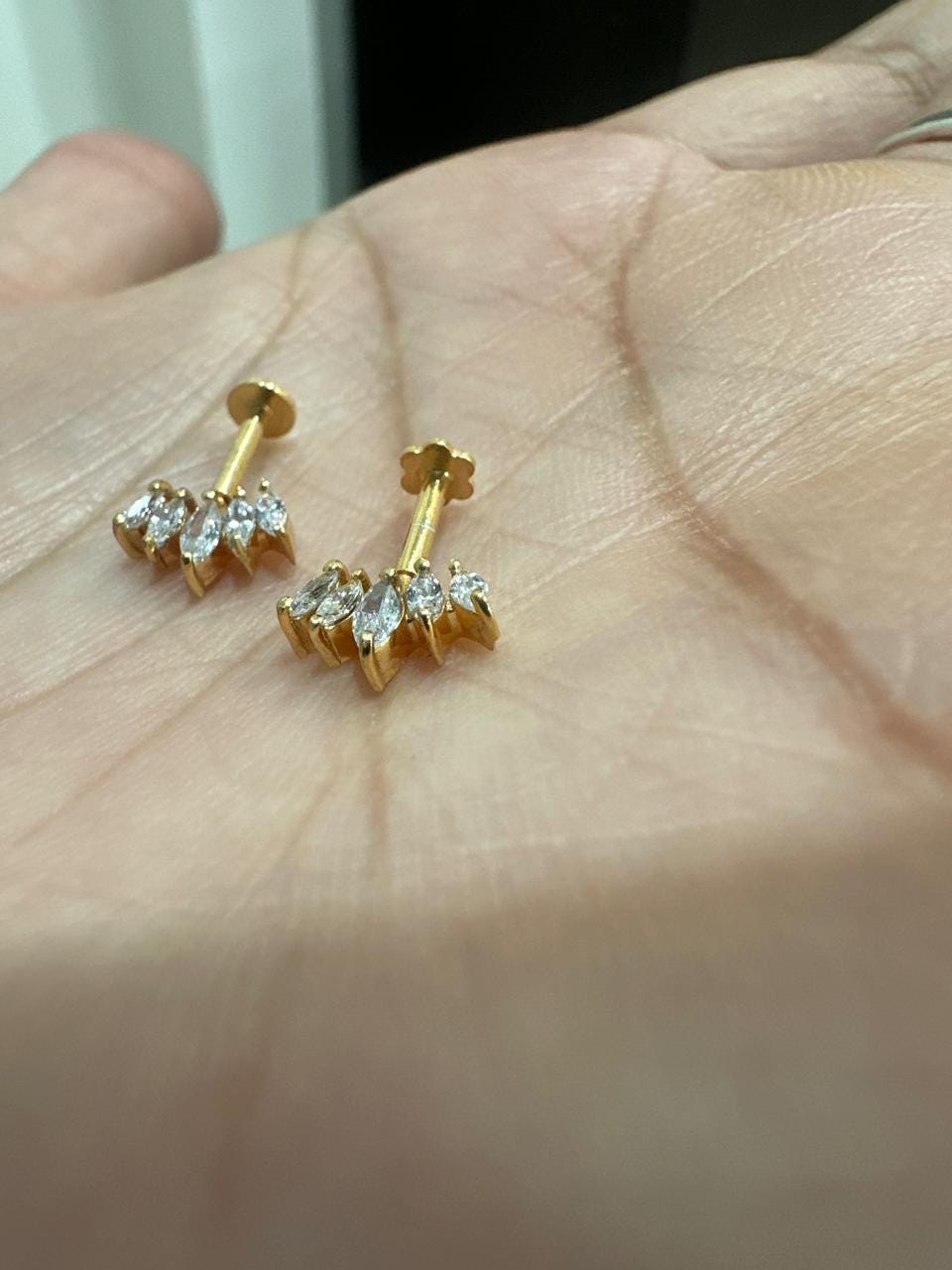 14K Gold Moissanite Stud Earrings | Unique Jewelry for Gift | Birthday Gift