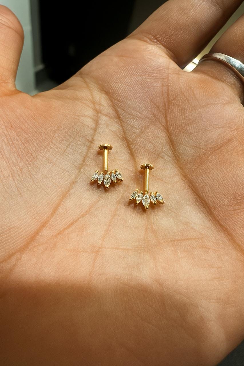 14K Gold Moissanite Stud Earrings | Unique Jewelry for Gift | Birthday Gift