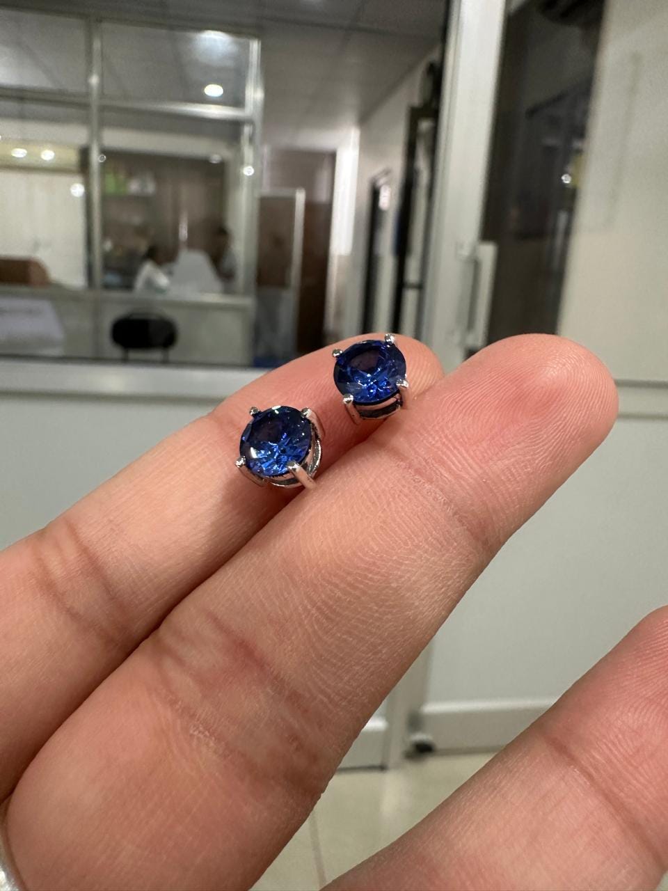 2CT Sapphire Stud Earrings | 14K White Gold, Anniversary Gift for her