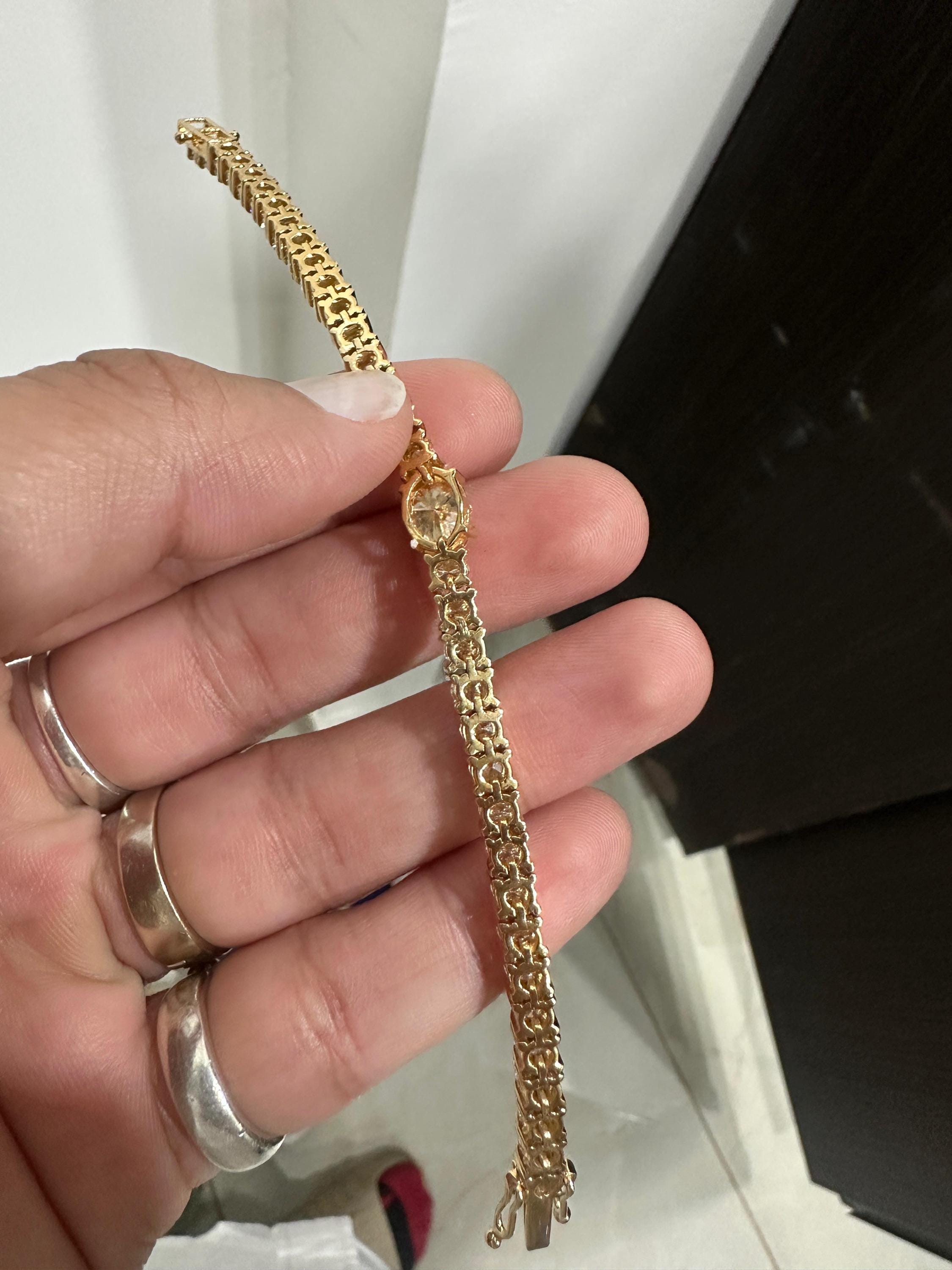 Multi Stone Moissanite Tennis Bracelet, Oval Yellow Gemstone Bracelet, Luxury Anniversary Gift for Her