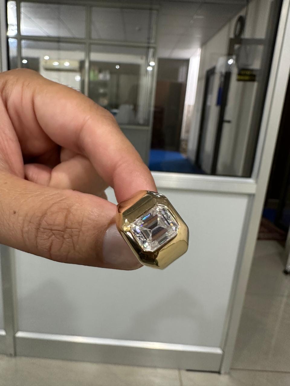 Men's Emerald Cut Moissanite Ring, Solid 14K Gold Signet Ring, Anniversary Gift for Him
