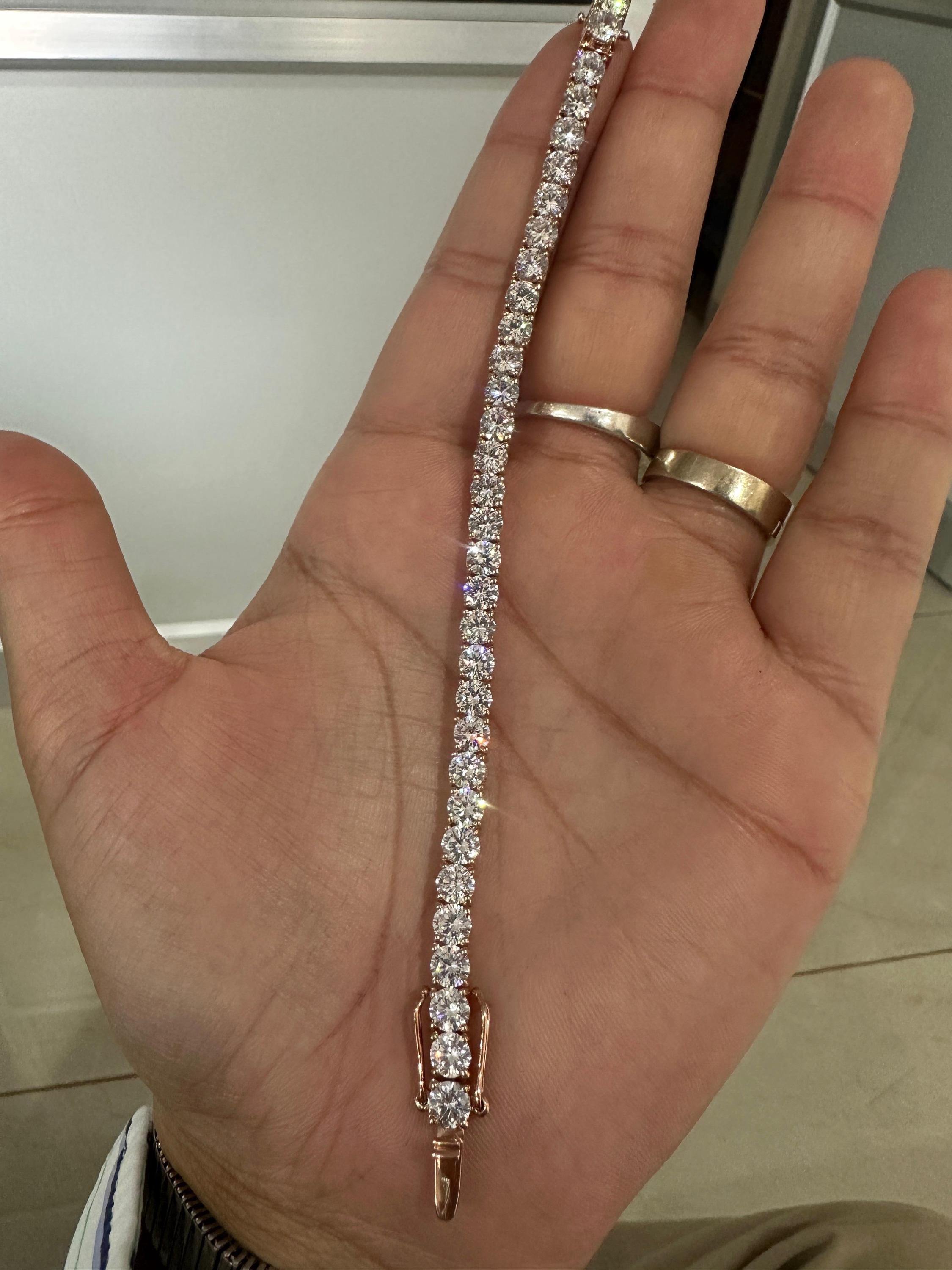 14K Rose Gold Moissanite Tennis Bracelet | Luxury Bracelet for Gift