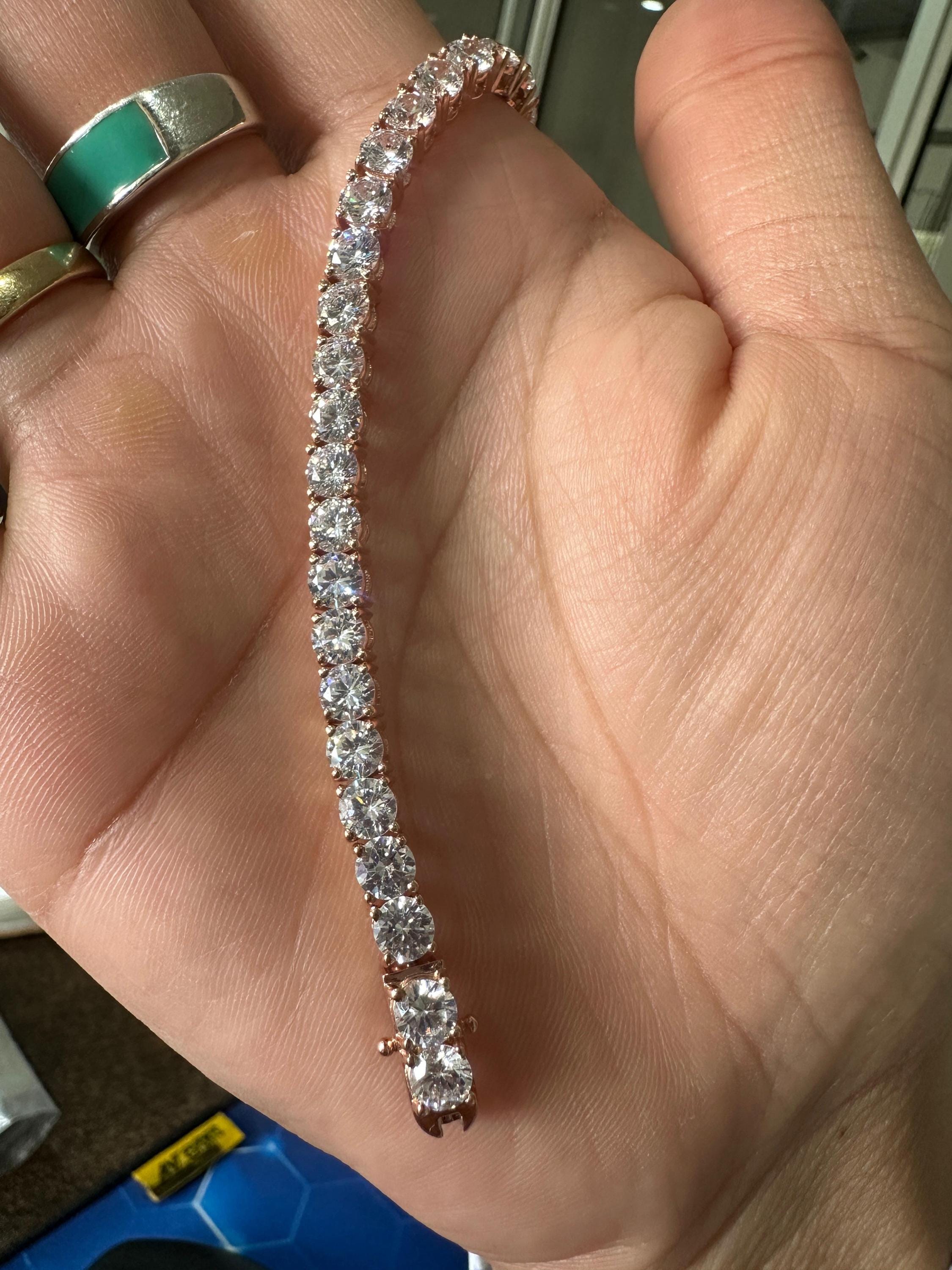 14K Rose Gold Moissanite Tennis Bracelet | Luxury Bracelet for Gift