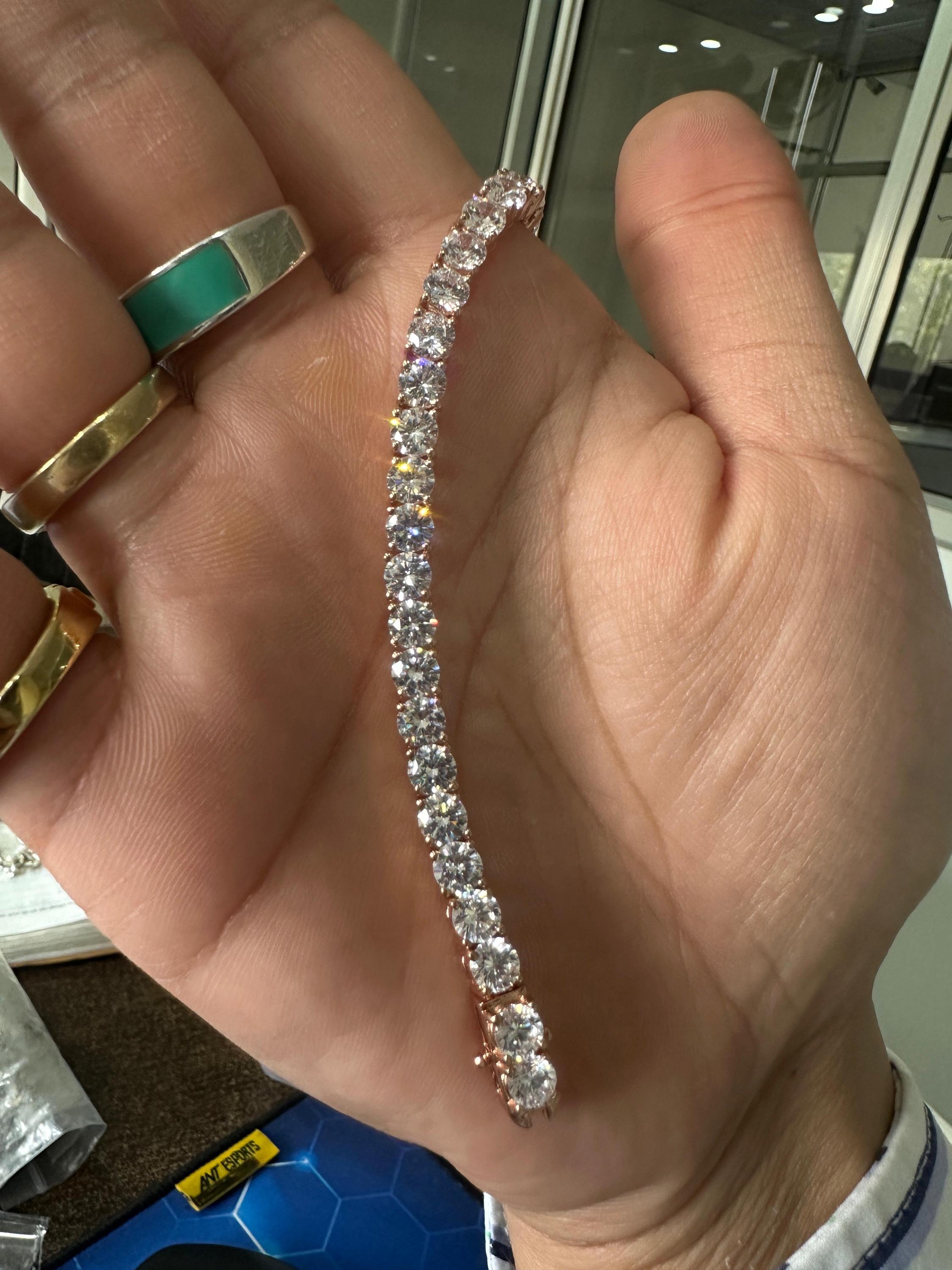 14K Rose Gold Moissanite Tennis Bracelet | Luxury Bracelet for Gift