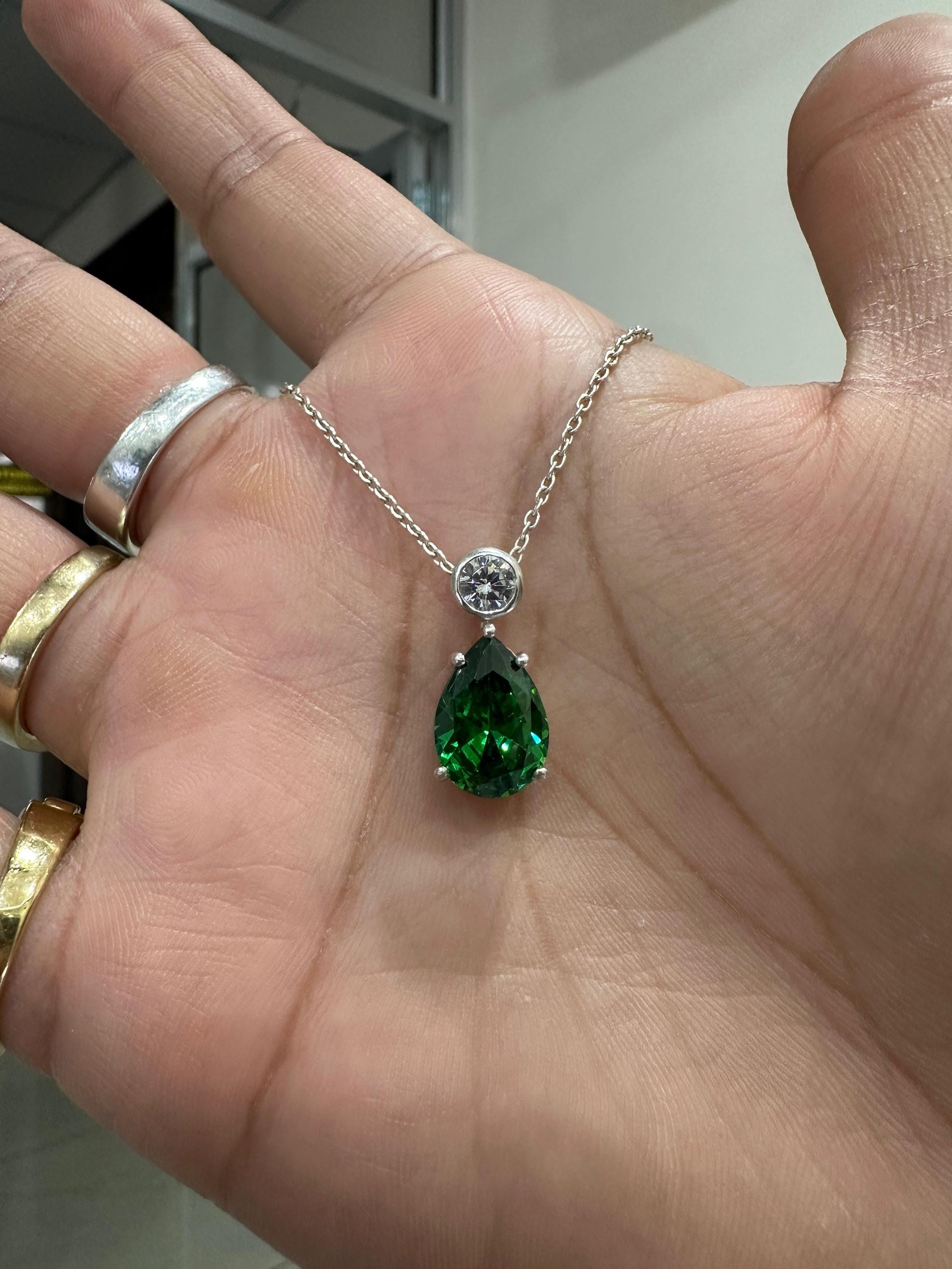 Pear Teardrop Emerald Pendant | Unique 6 CT Heirloom Jewelry for her