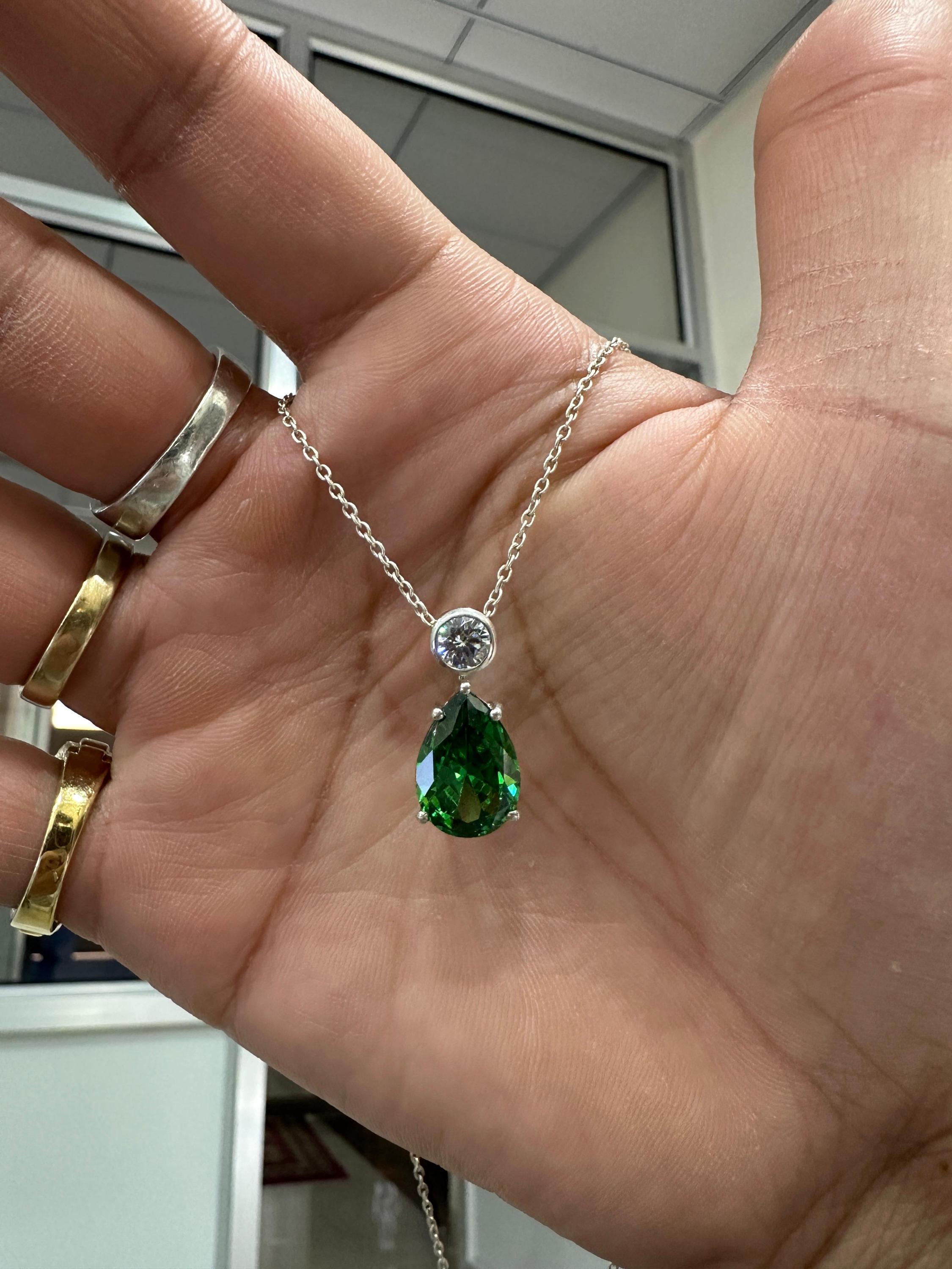 Pear Teardrop Emerald Pendant | Unique 6 CT Heirloom Jewelry for her