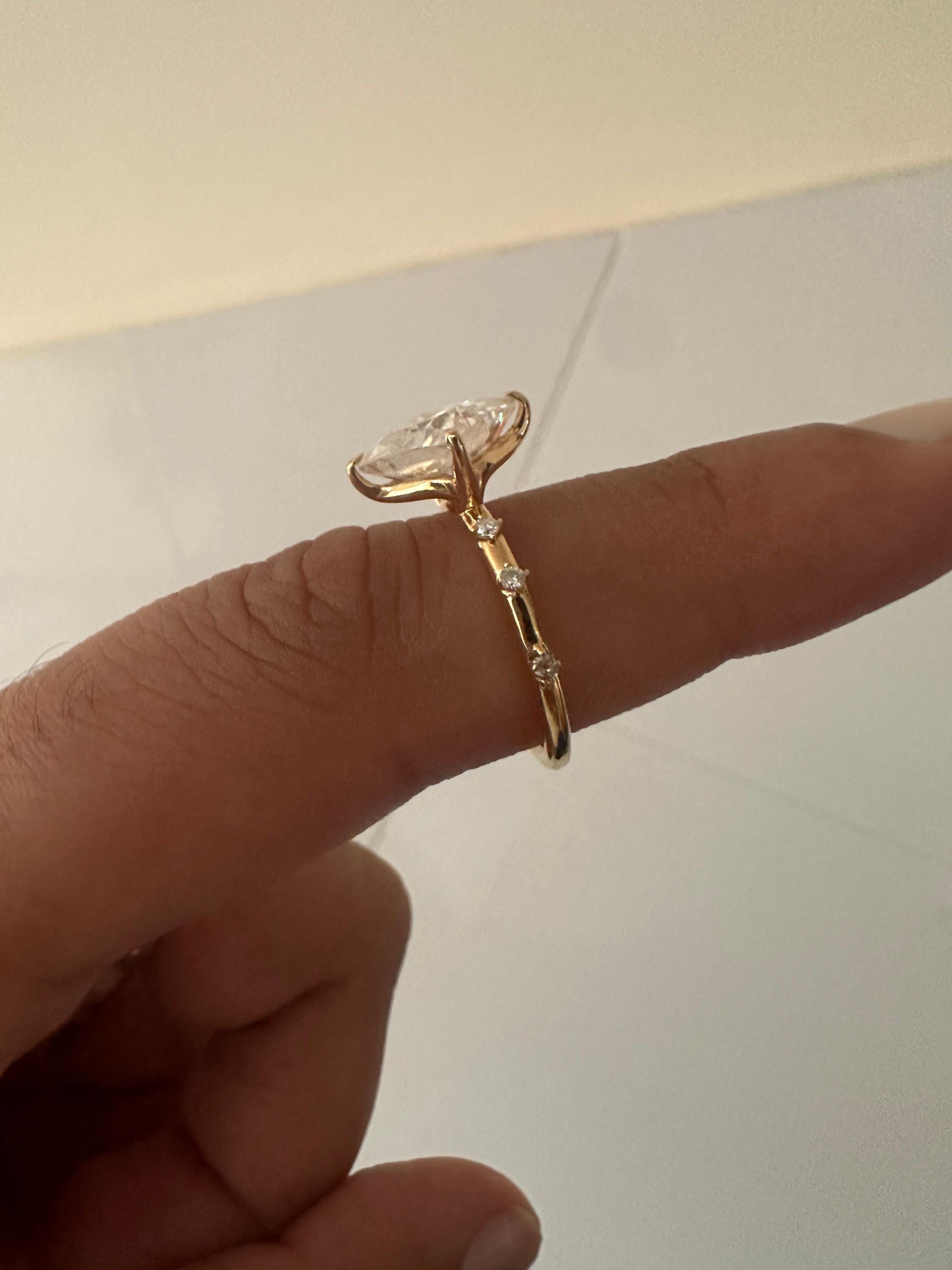 Princess Cut Moissanite Engagement Ring, 14K Yellow Gold, Antique Vintage Inspired Solitaire
